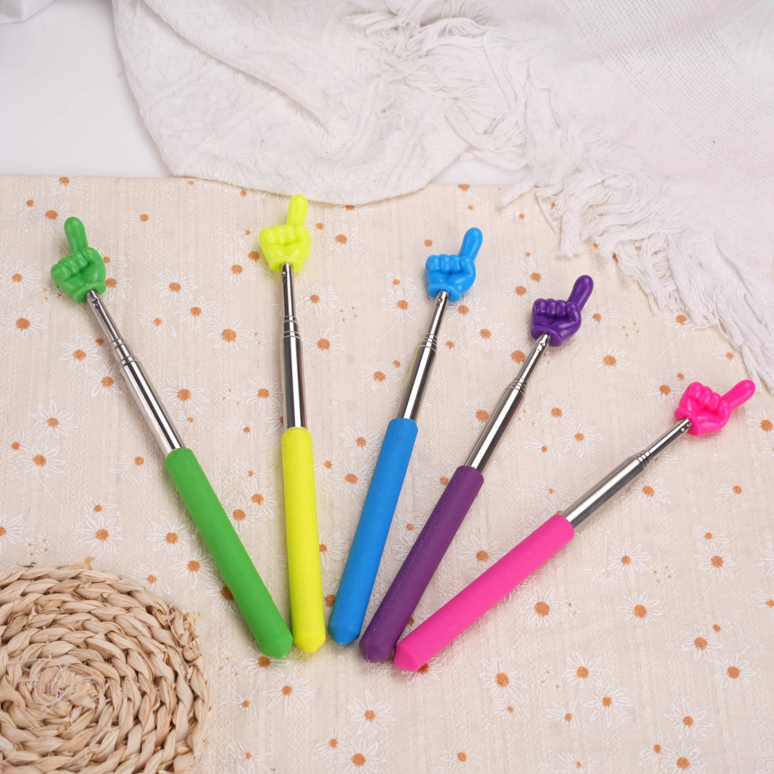 5 Pcs Retractable Teacher Pointer Sticks - Colorful Hand Pointer Stick for Classroom, Extendable Finger Pointing Tool for Teachers and Students, School Supplies for Reading and Presentation - Image 5