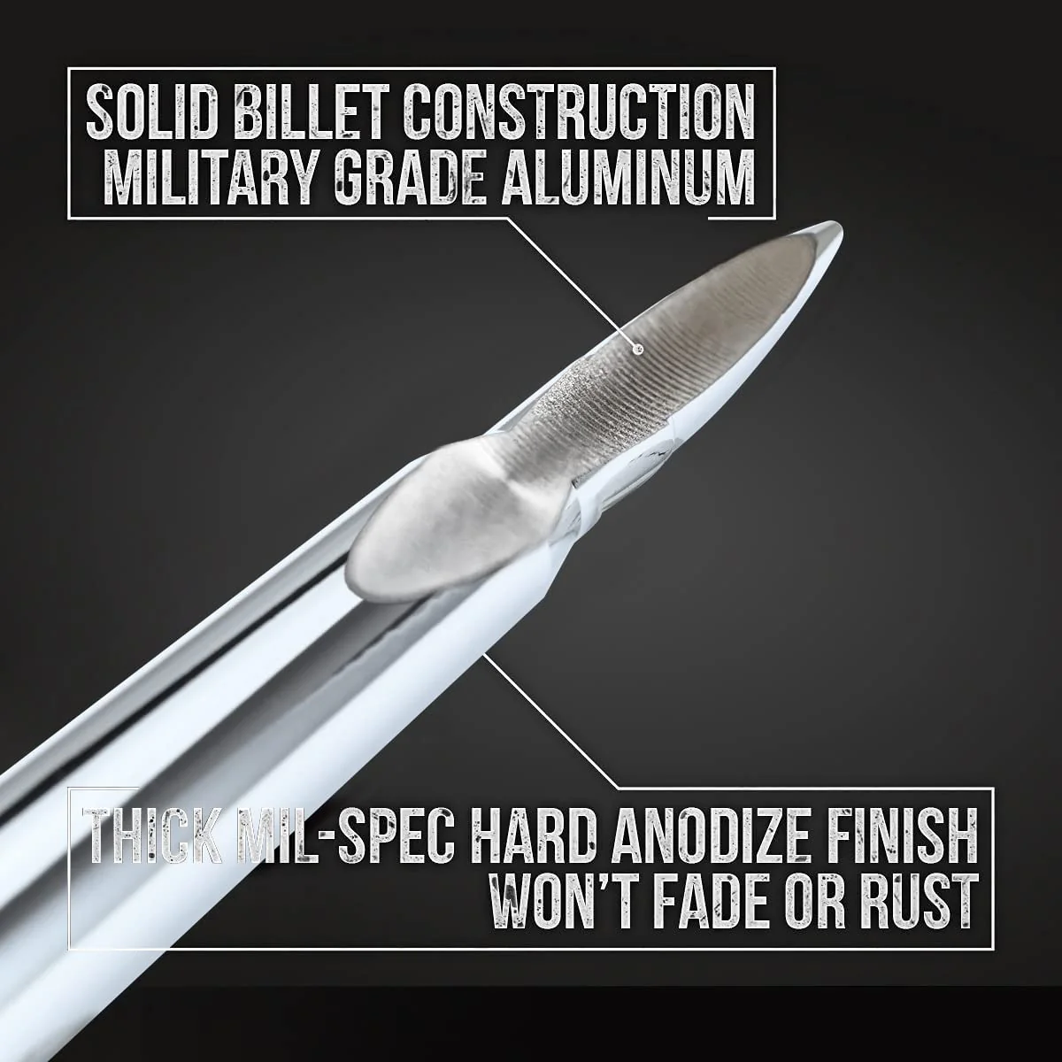 50 Cal Truck Chrome Bullet Antenna Fit for Ford F150 F250 F350 Raptor/Dodge RAM 1500 2500 3500/Chevrolet Silverado & GMC Sierra-Short Replacement Antenna 1990 - Current (Chrome) - Image 2