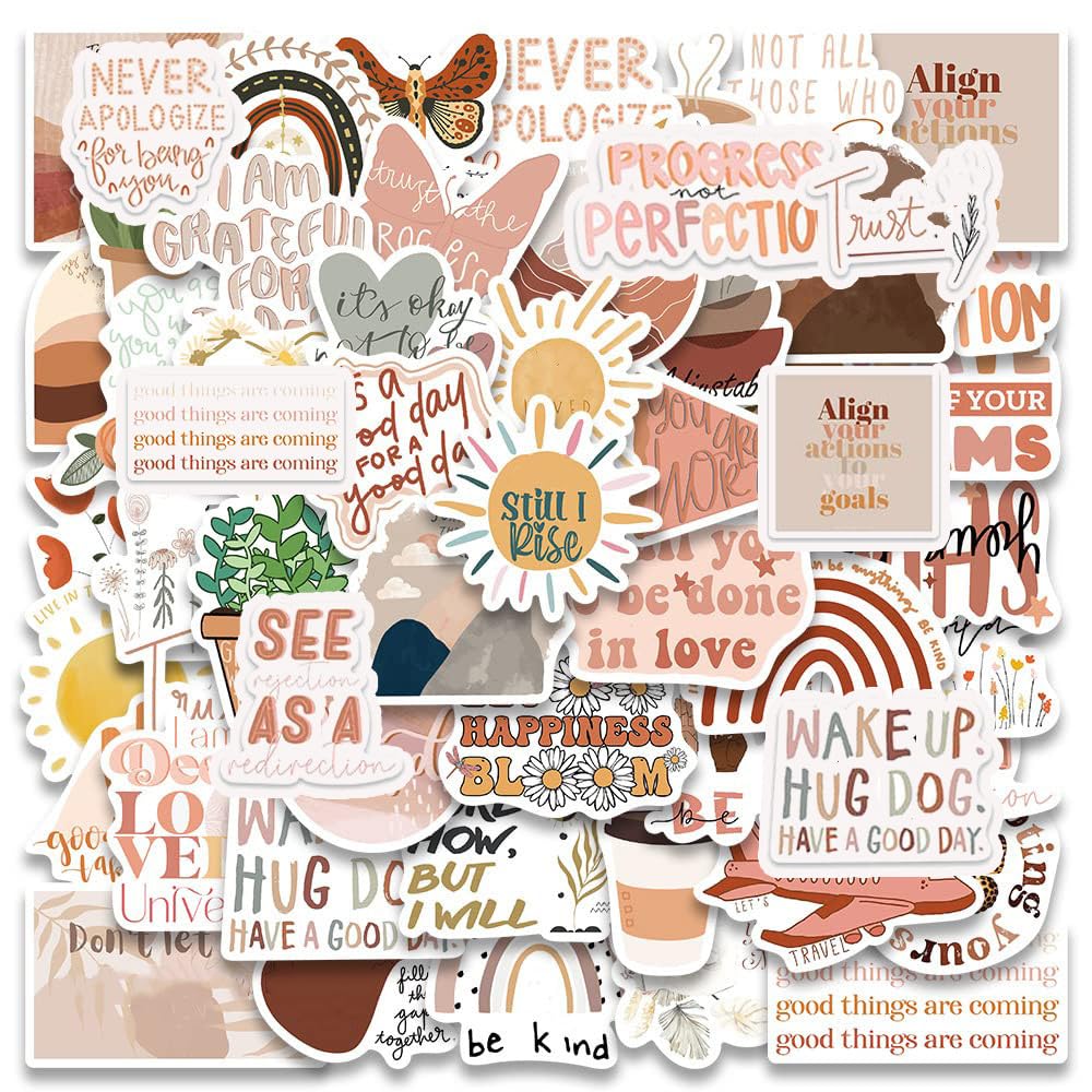 50PCS Vintage Inspirational Stickers,Motivational Aesthetic Stickers for Women Adults Kids Teen Teachers,Vinyl Waterproof Positive Decals for Laptop,Water Bottles,Phone Case,Scrapbook,Journal