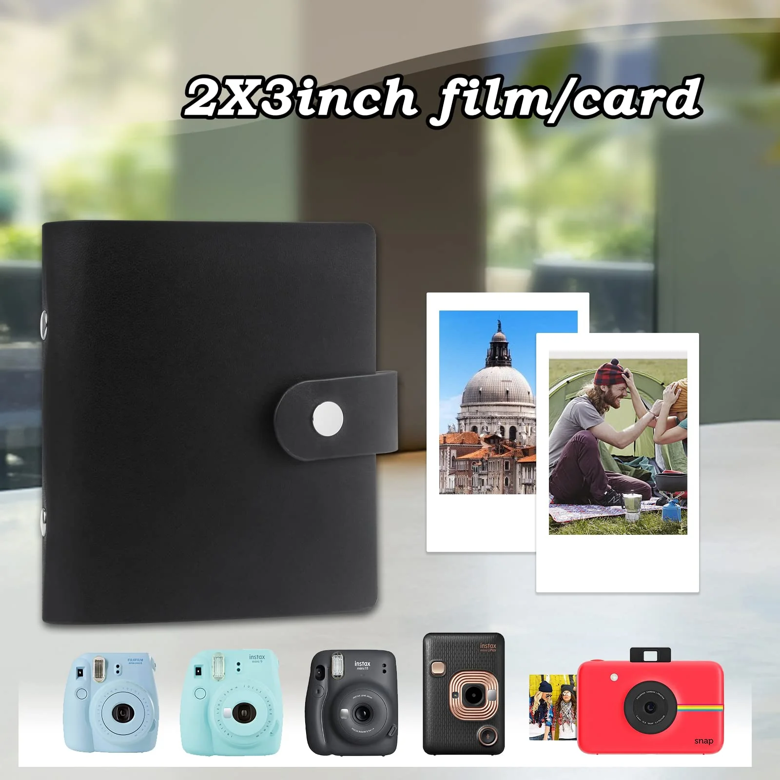 52 Pockets Mini Photo Album for Fujifilm Instax Mini Instant Film, Polaroid Snap, Z2300, SocialMatic Instant Cameras & Zip Instant Printer (Black, 1Pack) Black - Image 2