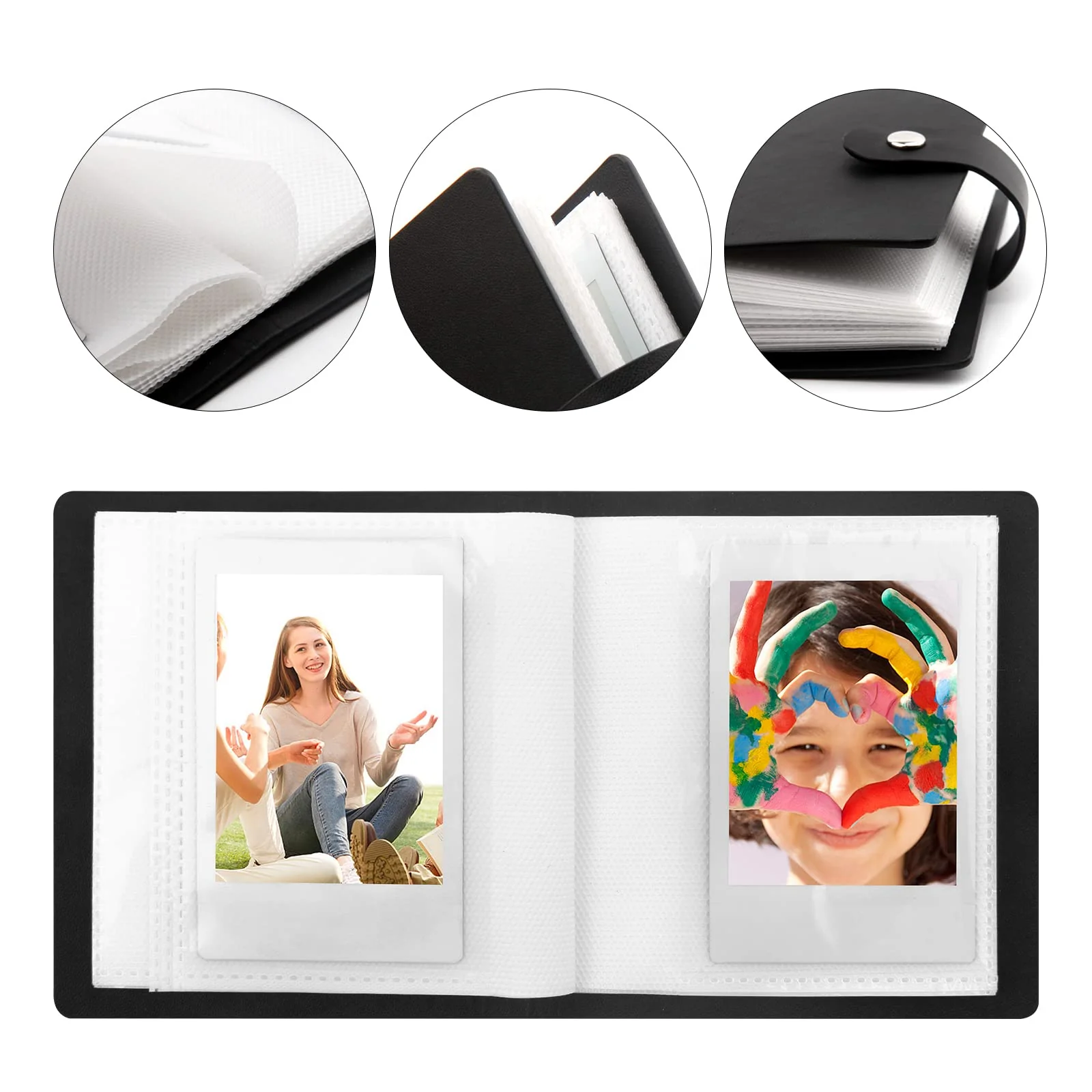 52 Pockets Mini Photo Album for Fujifilm Instax Mini Instant Film, Polaroid Snap, Z2300, SocialMatic Instant Cameras & Zip Instant Printer (Black, 1Pack) Black - Image 3