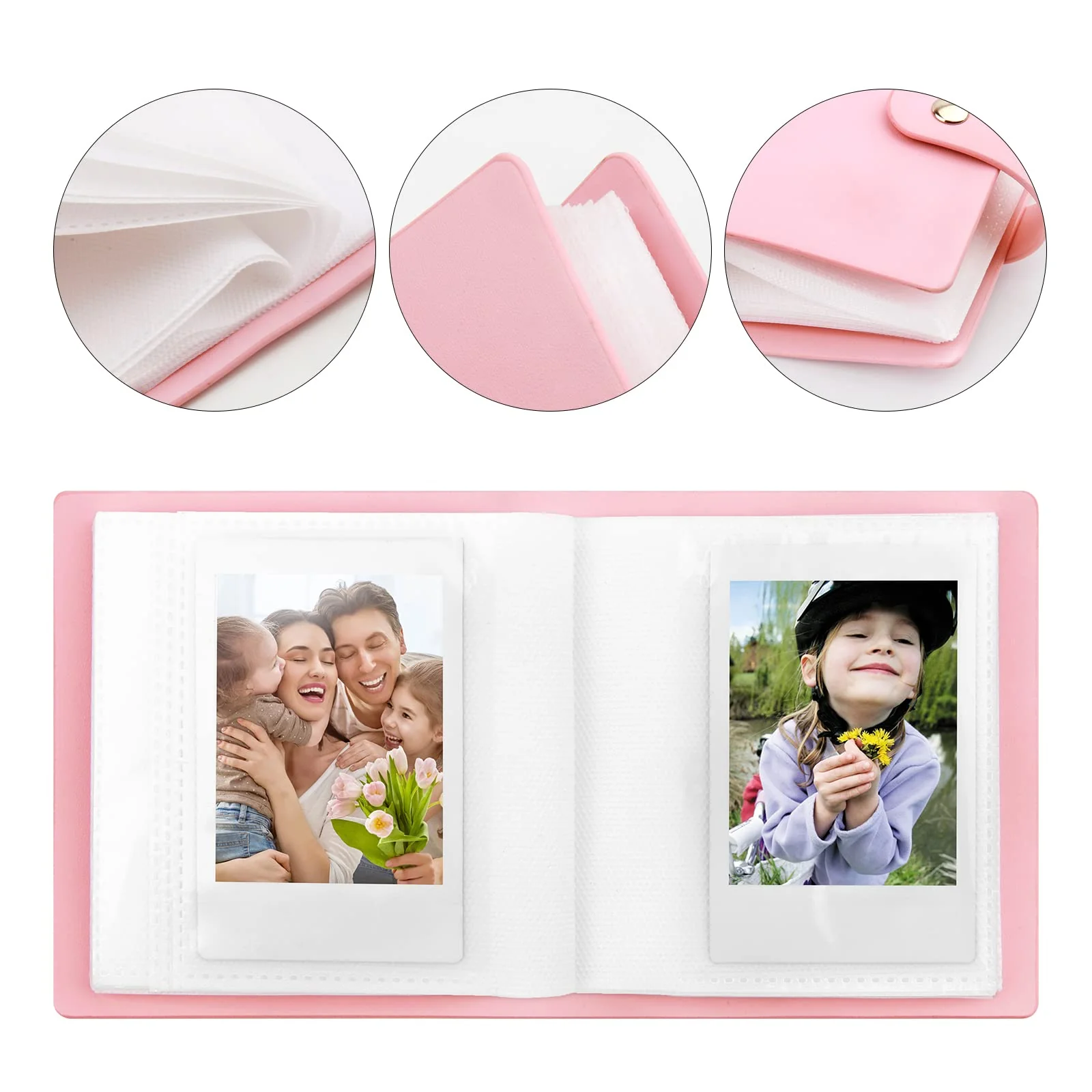 52 Pockets Mini Photo Album for Fujifilm Instax Mini Instant Film, Polaroid Snap, Z2300, SocialMatic Instant Cameras & Zip Instant Printer (Pink, 1Pack) Pink - Image 3
