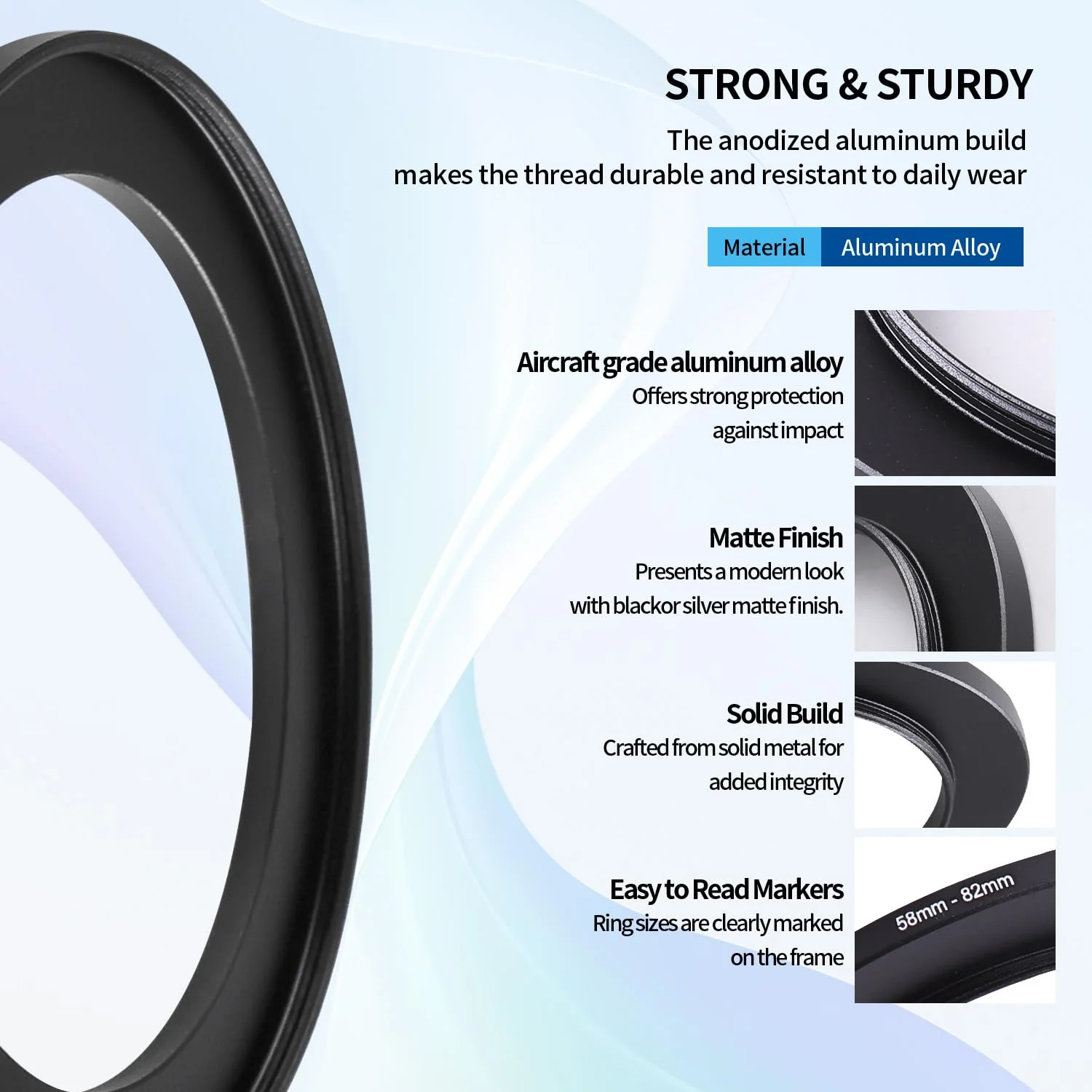 58-82mm Step-Up Ring Adapter, 58mm to 82mm Step Up Filter Ring for 58mm Lens Mount 82mm for DSLR Lenses and ND UV CPL IR Filters (58-82mm) 58-82MM - Image 4