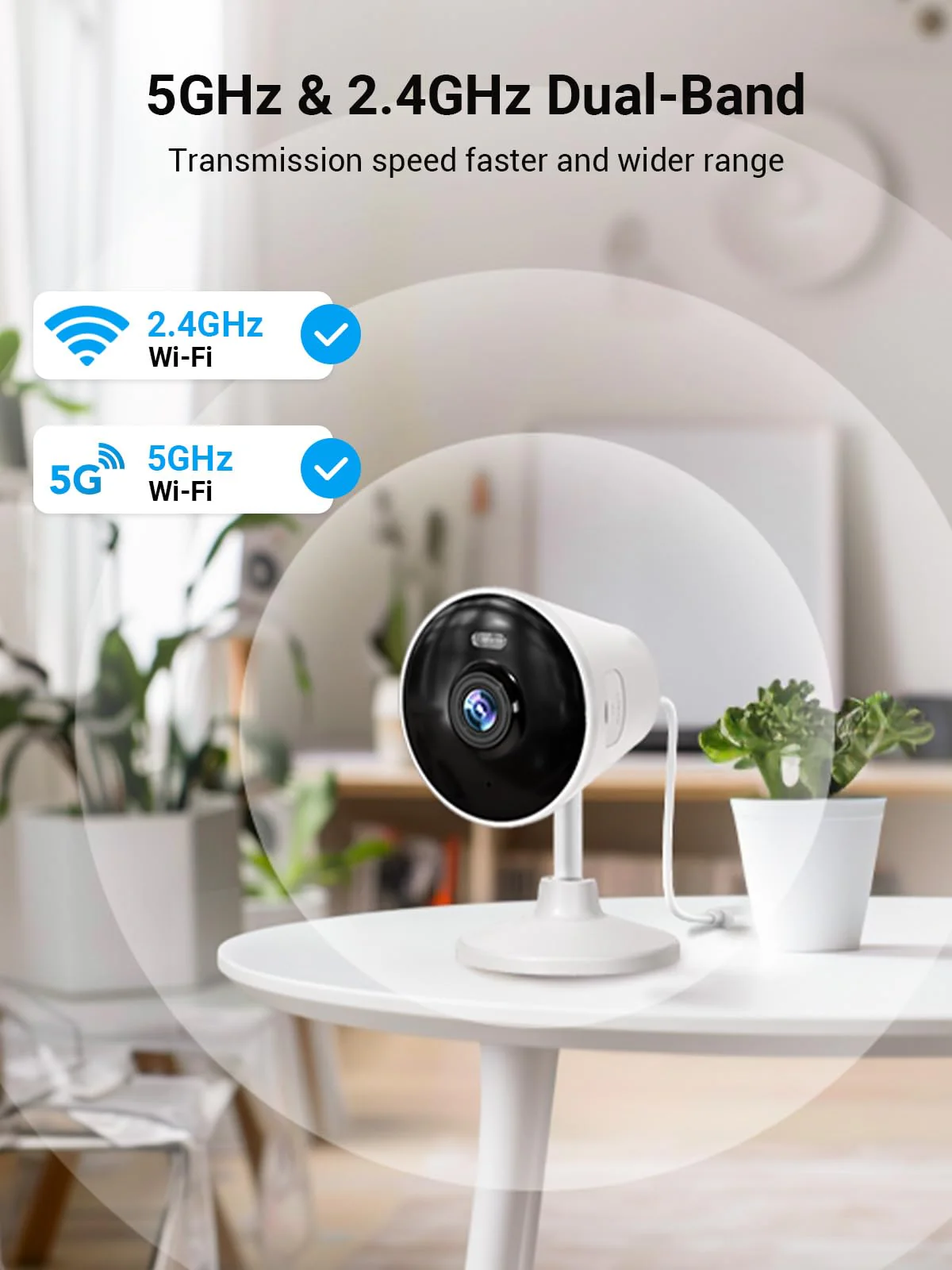 5G & 2.4G Indoor/Outdoor Security Camera for Home, Baby/Elder/Dog/Pet Camera with Phone App, WiFi Camera w/Spotlight Color Night Vision 2-Way Audio 【5G&2.4G】White - Image 2
