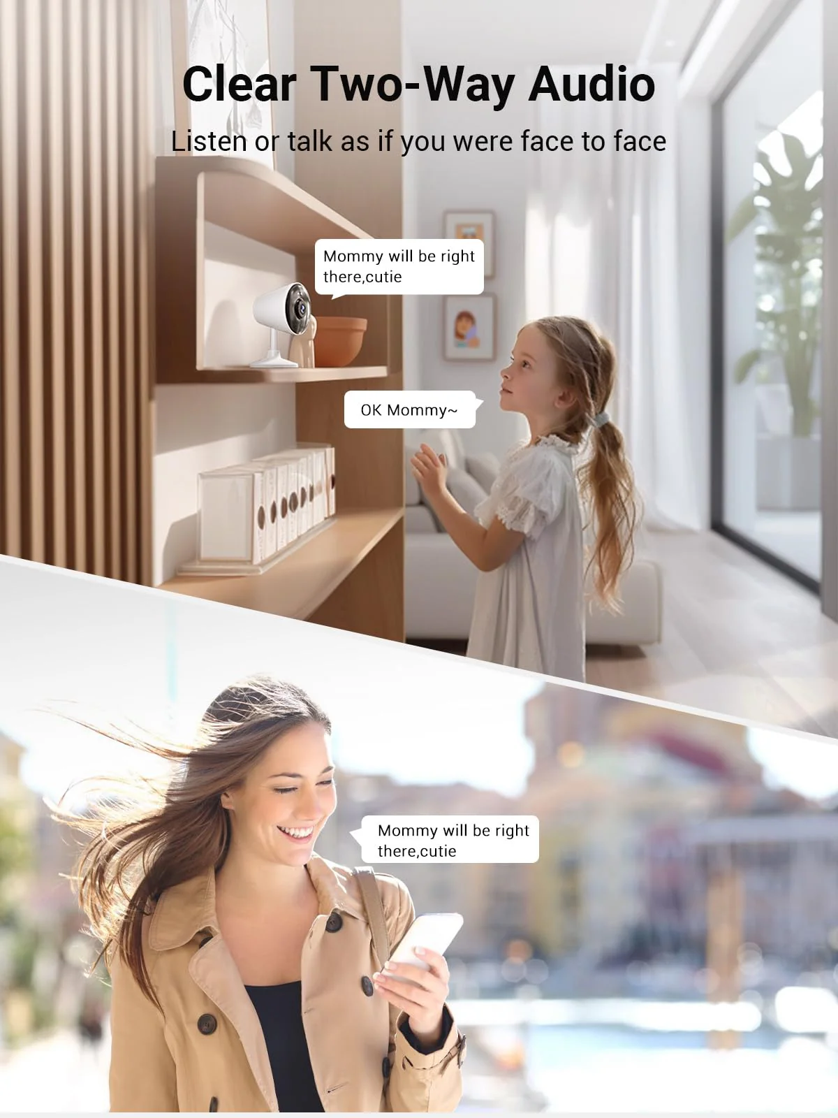 5G & 2.4G Indoor/Outdoor Security Camera for Home, Baby/Elder/Dog/Pet Camera with Phone App, WiFi Camera w/Spotlight Color Night Vision 2-Way Audio 【5G&2.4G】White - Image 5