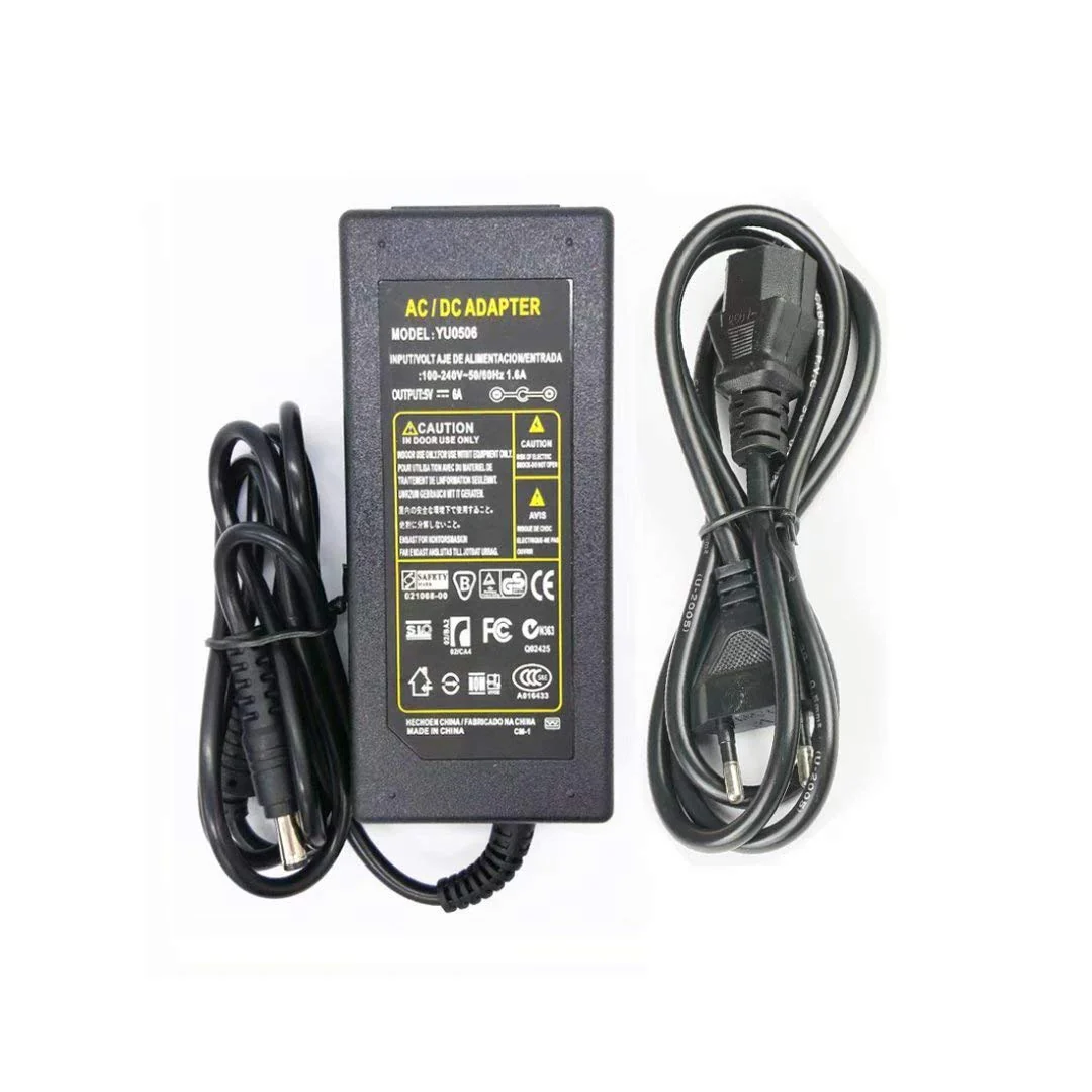5V 6A 30W, Power Adapter Transformer Charger for LED Strips, Routers, Speakers, LCD TVs, Cameras, TV Boxes, USB Hub and 5V Home Electronics 5V 6A 30W