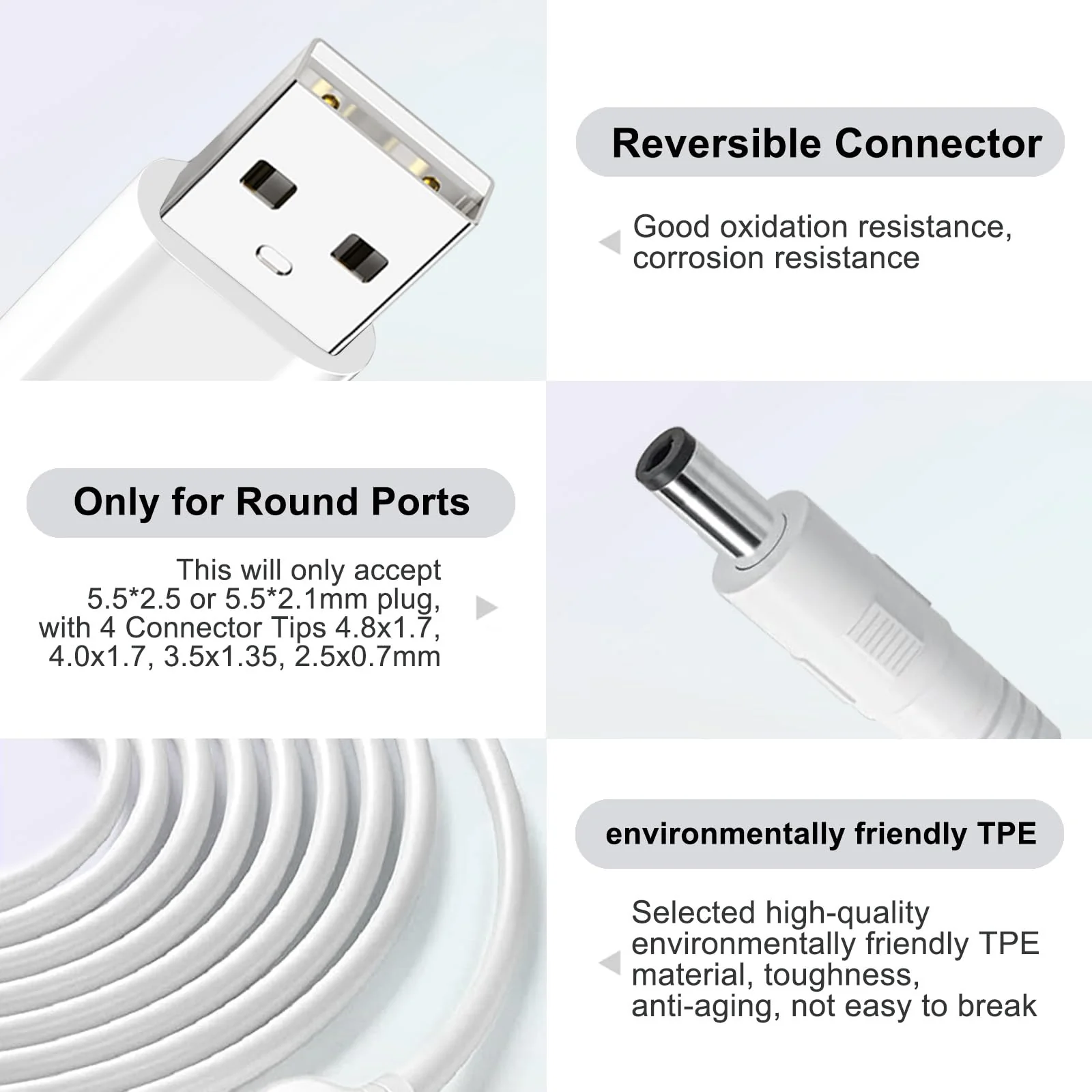 5V DC Smart Digital Picture Frame Power Cord Compatible for Philips, HP, Skylight, Nix, Aluratek, BSIMB, Feelcare Cameras USB Charging Cable (Not for 9V or 12V) - Image 5