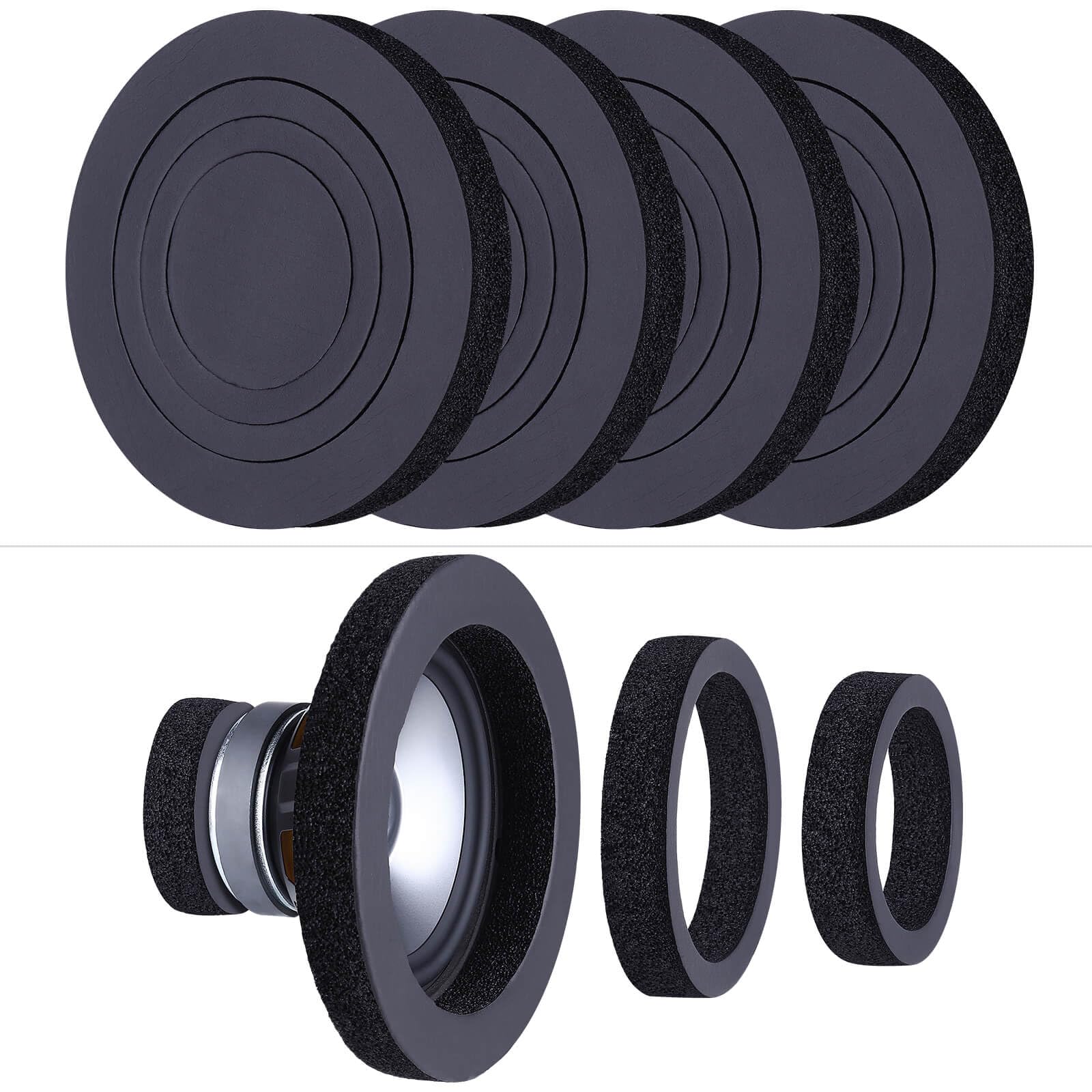 6.5" Foam Speaker Enhancer, 4PCS Self Adhesive Car Door Speaker Foam Rings, Car Door Speaker Fast Rings, 6.5" Speaker Baffle, Universal High Rebound Sponge Bass Blocker Kit for Stereo Audio Speaker