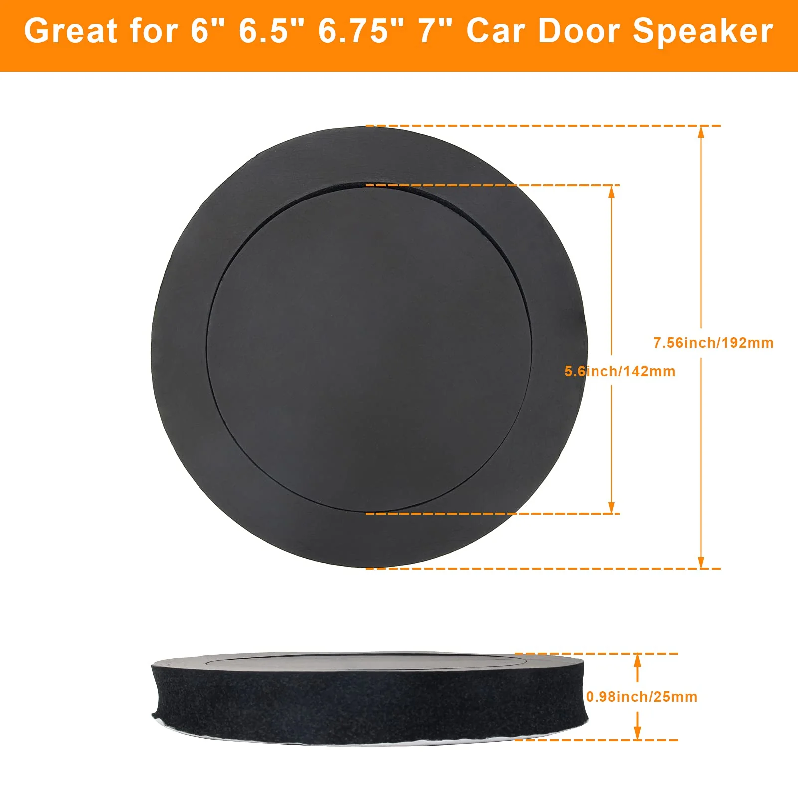 6.5" Foam Speaker Enhancer, AngleKai 4Pcs Self Adhesive Speaker Fast Rings, Universal High Rebound Sponge Bass Blocker Kit for Car Door Speaker Foam Rings - Image 2