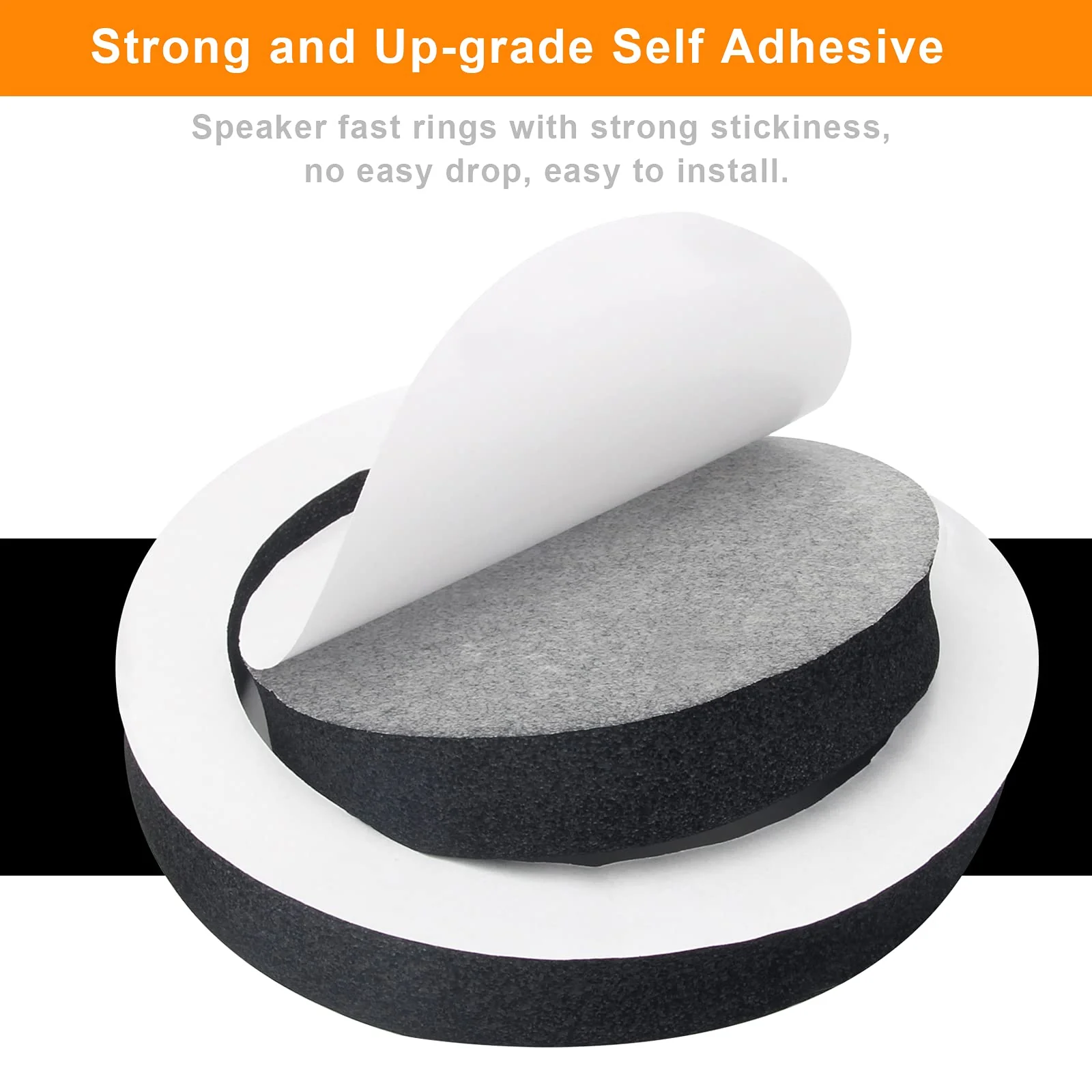 6.5" Foam Speaker Enhancer, AngleKai 4Pcs Self Adhesive Speaker Fast Rings, Universal High Rebound Sponge Bass Blocker Kit for Car Door Speaker Foam Rings - Image 5