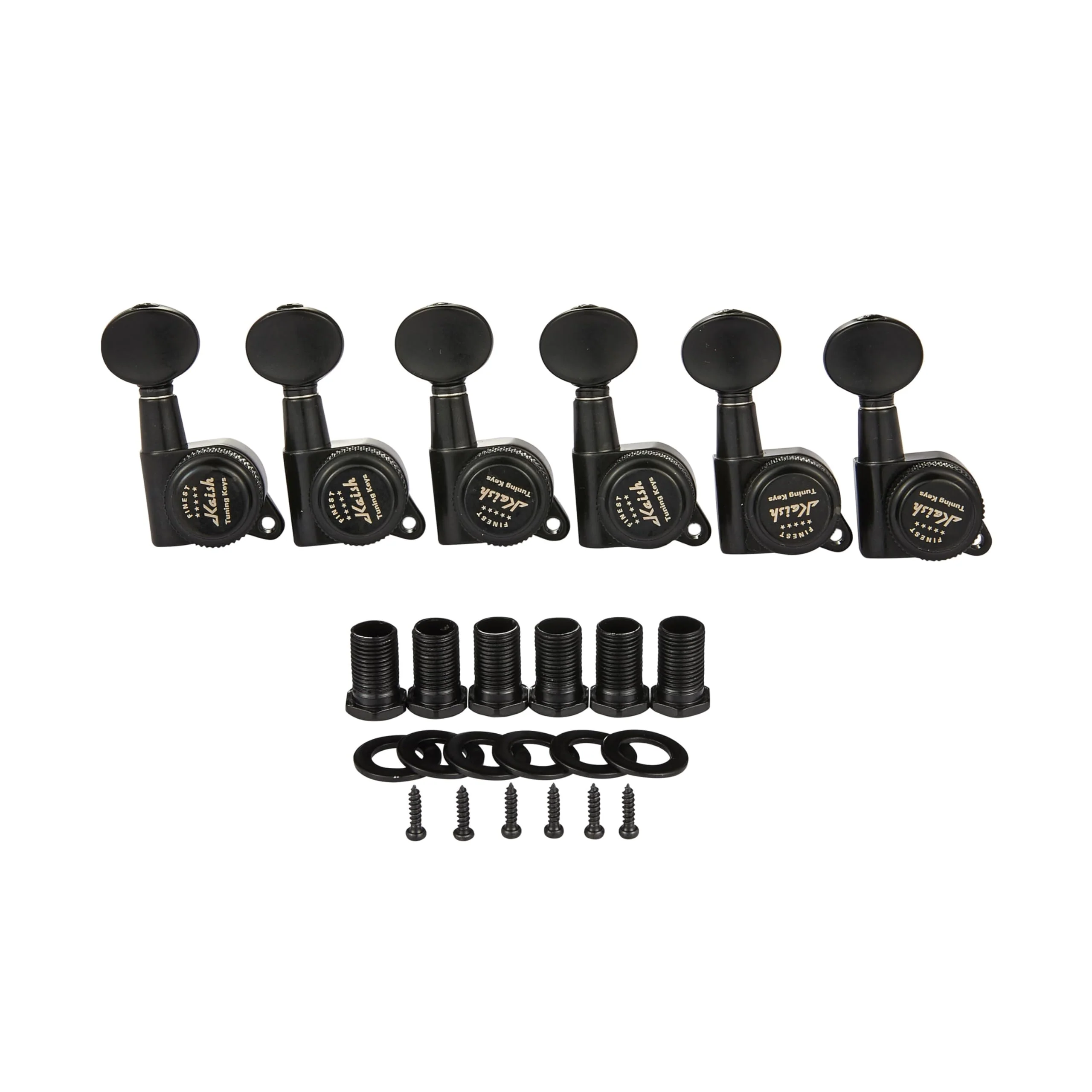6 Inline Guitar Locking Tuners 18:1 Guitar Tuning Keys Pegs Locking Tuning Machine Heads with Oval Button for ST/Tele/Electric Guitars Black
