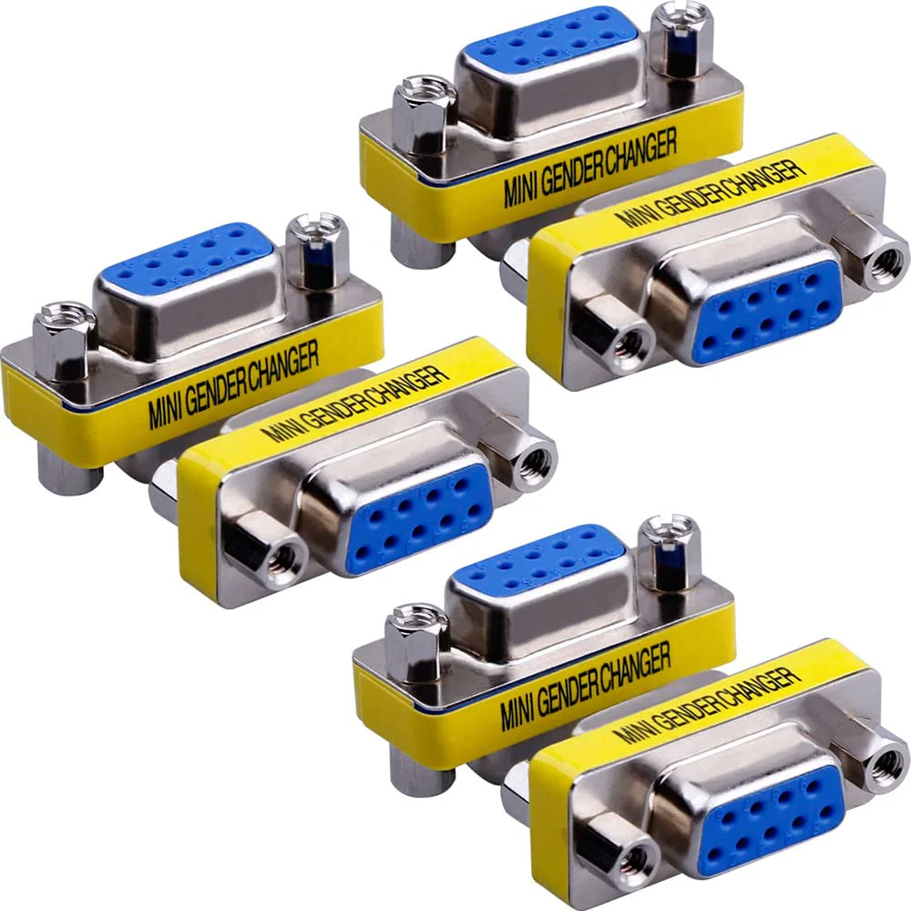 6-Pack 9Pin RS232 Serial Cable DB9 Female to Female Mini Gender Changer Adapter Coupler Connector Female to Female,6-PACK