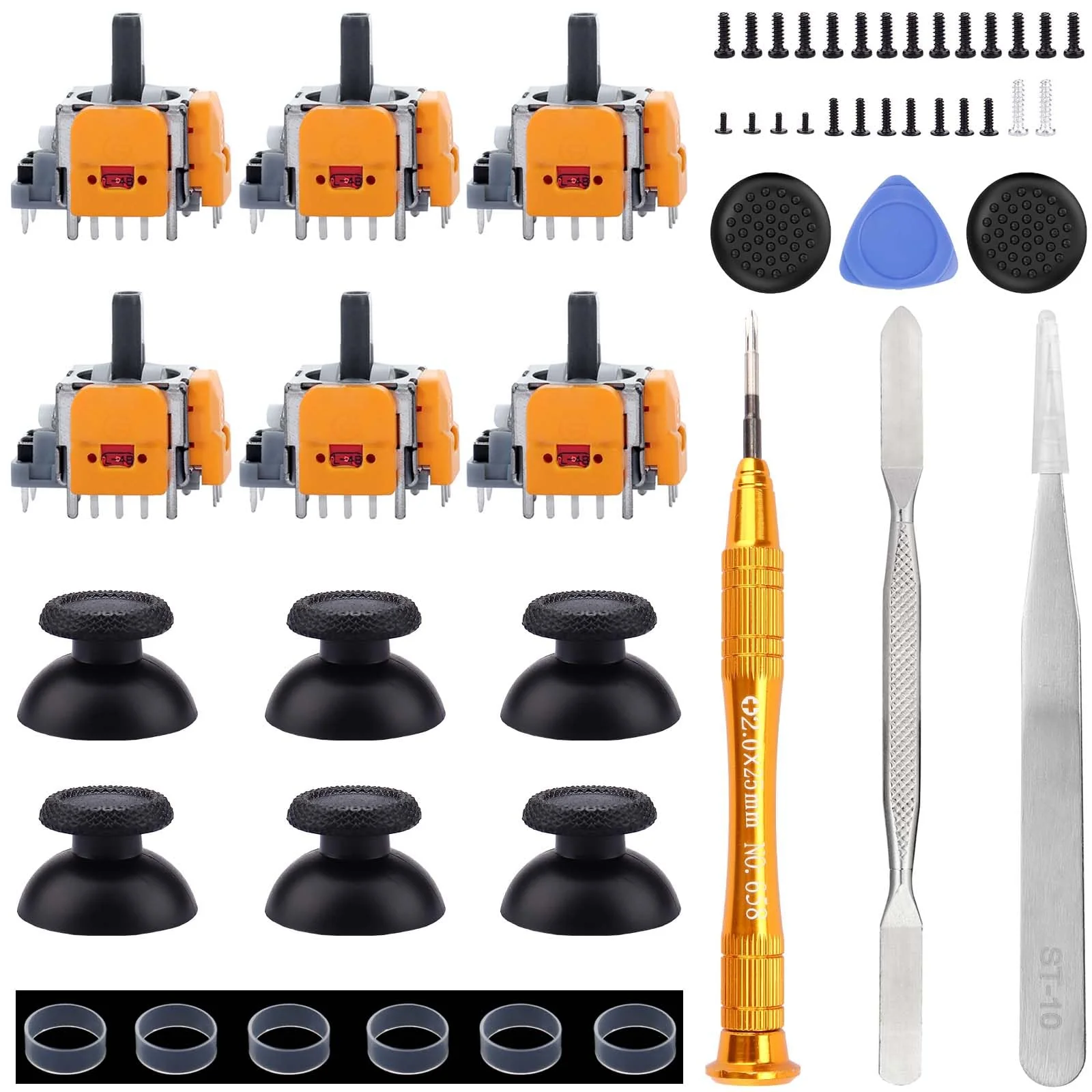6 Pack Hall-Effect Joysticks Replacement for DualSense PS5 Controller, 3D Analog Sensor Wheel Thumb Sticks Joystick Rocker Module Replacement for PlayStation 5 Controller Yellow - 6 Pack