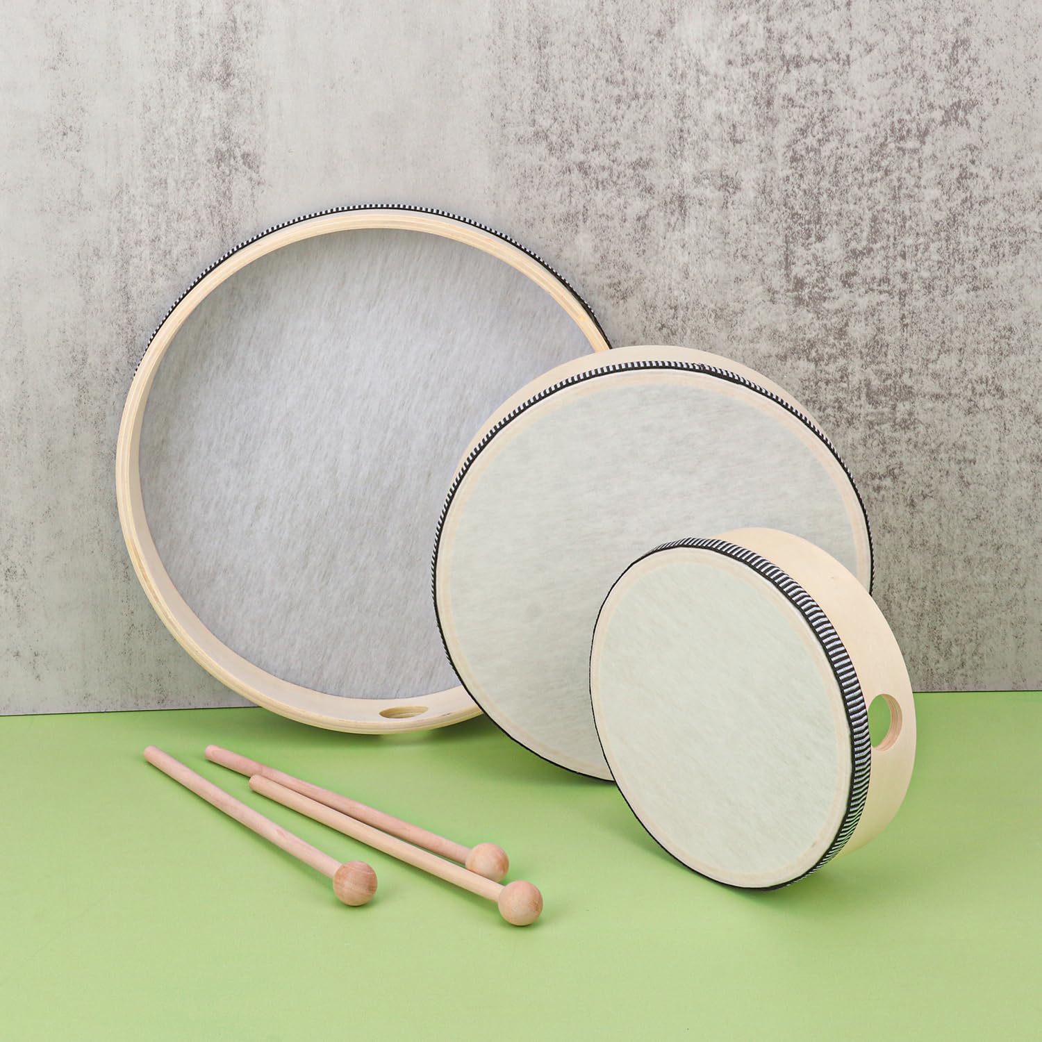 6 PCS Wood Hand Drum with Drum Stick, Percussion Wood Frame Drums, Musical Instruments for Weddings, Birthday, Parties, Gatherings, Concerts (6/8/10 Inch) - Image 4
