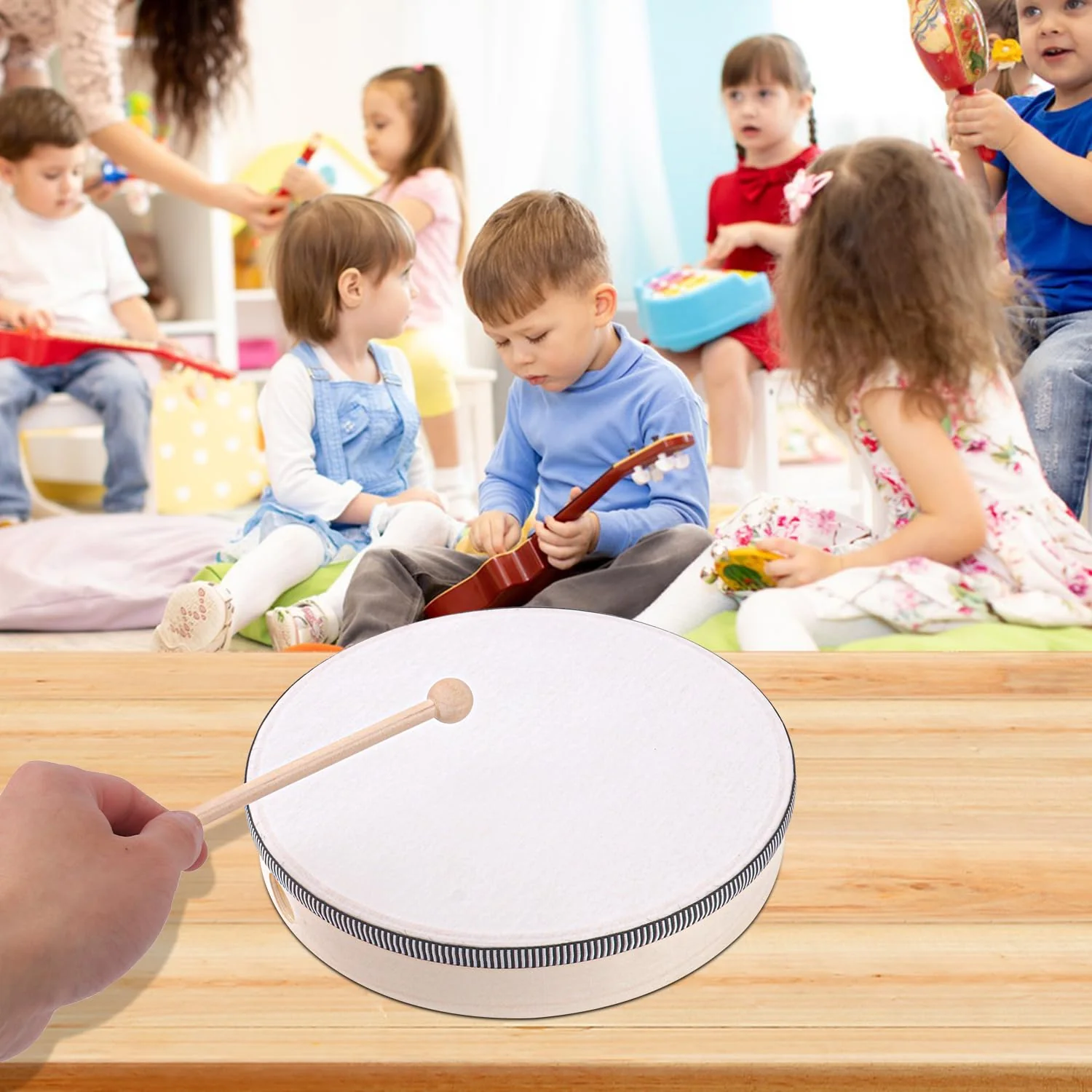 6 PCS Wood Hand Drum with Drum Stick, Percussion Wood Frame Drums, Musical Instruments for Weddings, Birthday, Parties, Gatherings, Concerts (6/8/10 Inch) - Image 5