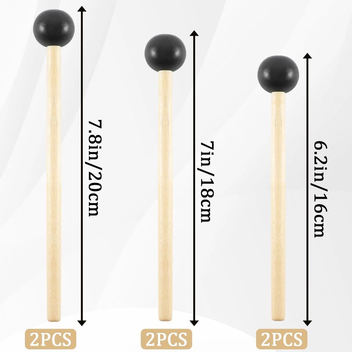 6 Pcs Xylophone Mallets Drum Mallets, with Rubber Head and Handle Percussion Mallets Set Tongue Drum Bell, for Tongue Drum or Keyboard Music (3 Pair) - Image 2