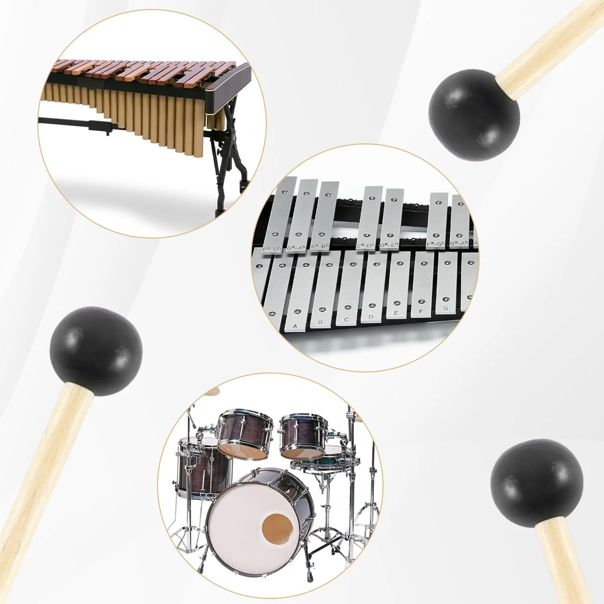 6 Pcs Xylophone Mallets Drum Mallets, with Rubber Head and Handle Percussion Mallets Set Tongue Drum Bell, for Tongue Drum or Keyboard Music (3 Pair) - Image 7