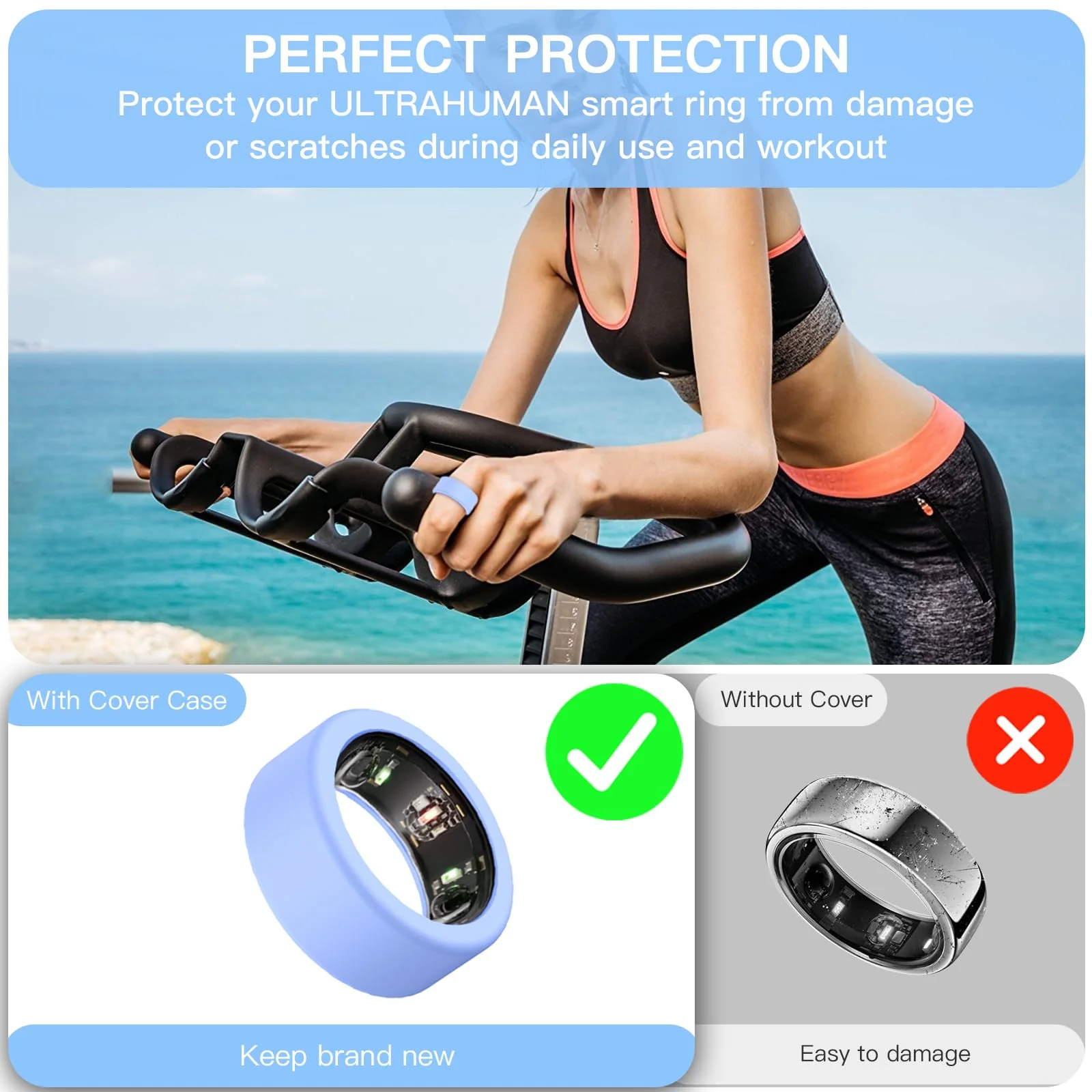 [6 Pcs]Protective Ring Cover for ULTRAHUMAN Ring AIR,Elastic Silicone Ring Case for ULTRAHUMAN Smart Ring Working Out,Smart Ring Case Cover Compatible ULTRAHUMAN Ring Size 6 7 8 9 10 11 12 13 14 - Image 3