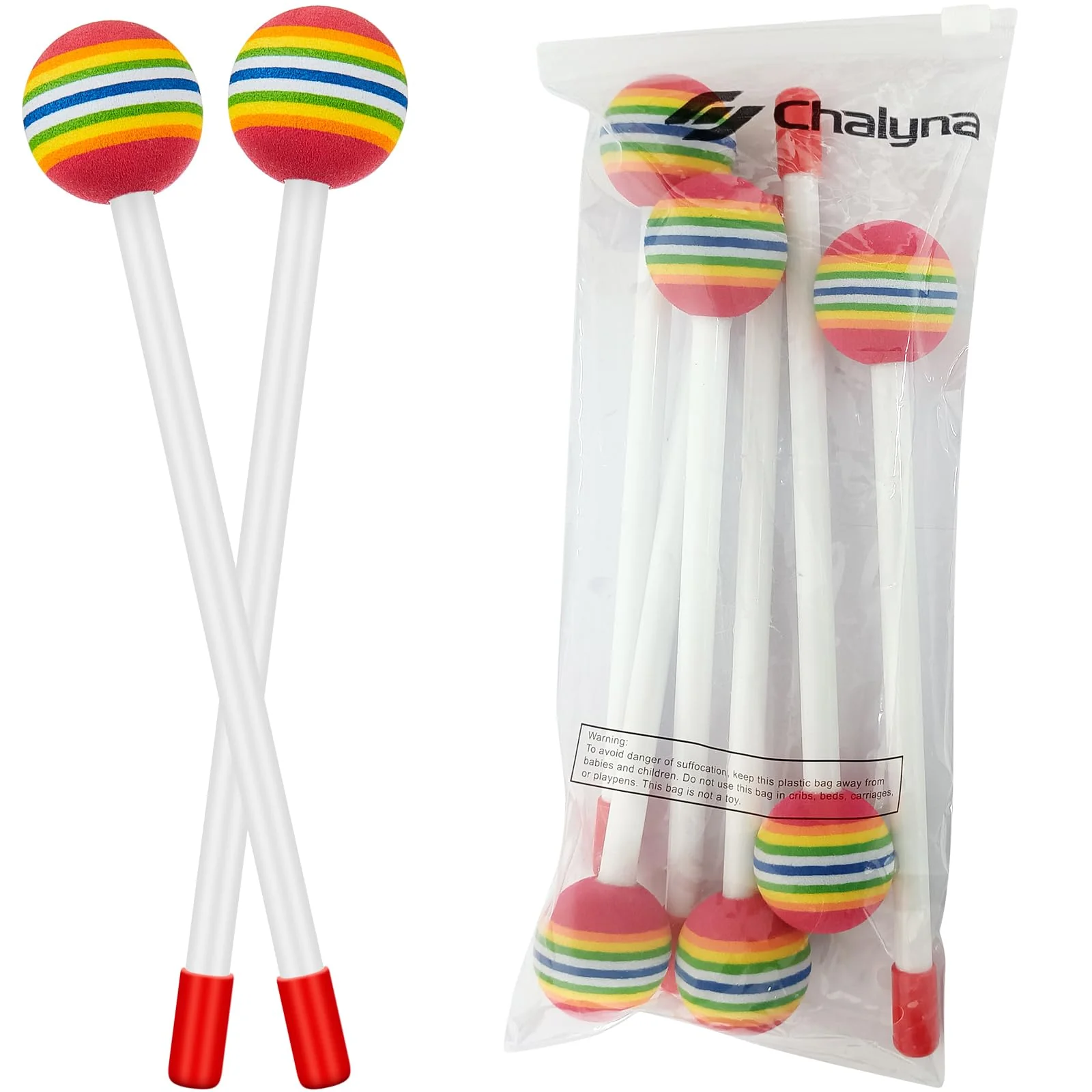 6 Pieces Lollipop Felt Drum Stick Soft Lollipop Drum Timpani Mallets Foam Head Percussion Sticks Rainbow Plastic Drumsticks for Kids Hand Percussion Toy for Adults Musical Instrument Accessories - Image 4
