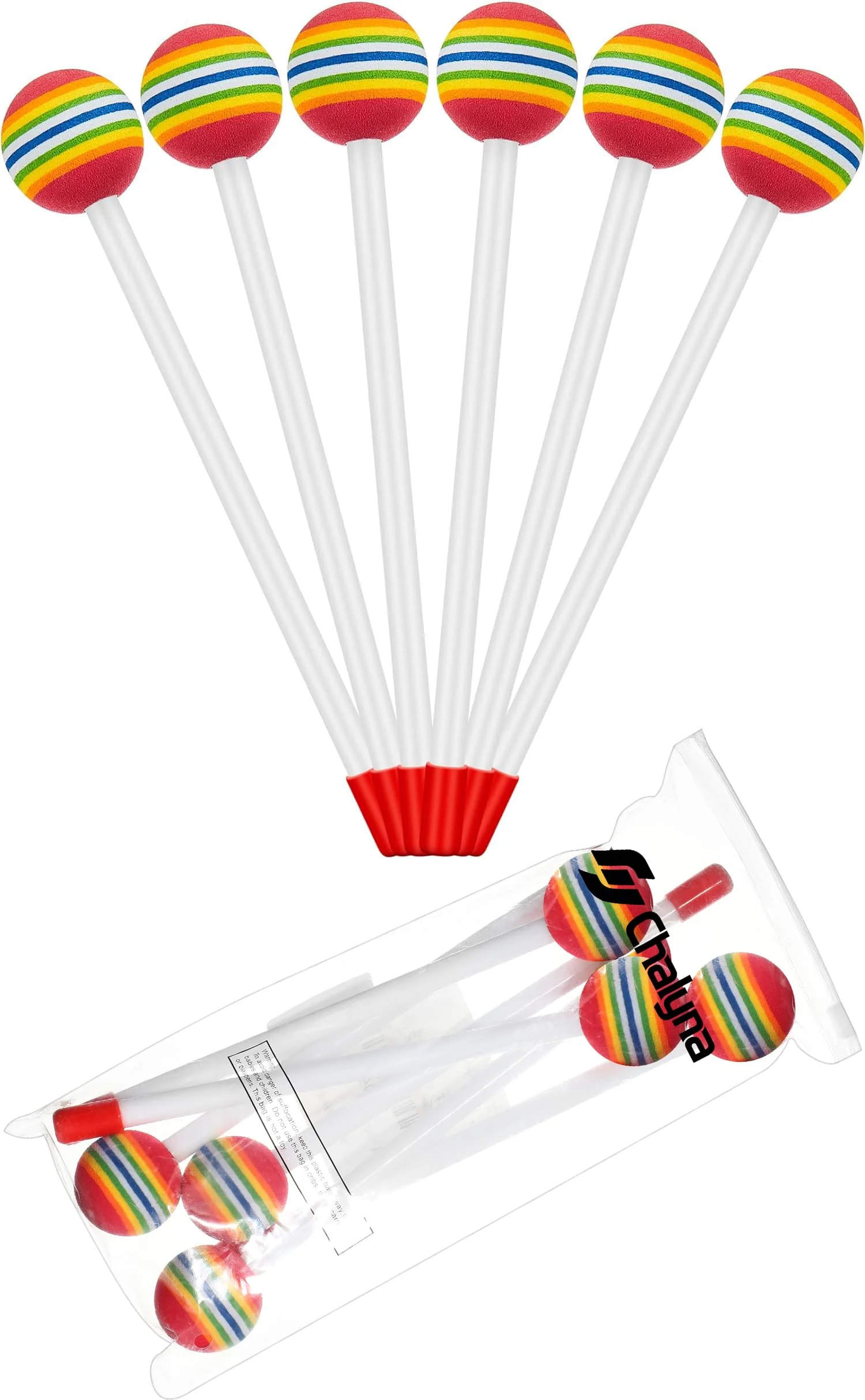 6 Pieces Lollipop Felt Drum Stick Soft Lollipop Drum Timpani Mallets Foam Head Percussion Sticks Rainbow Plastic Drumsticks for Kids Hand Percussion Toy for Adults Musical Instrument Accessories - Image 7