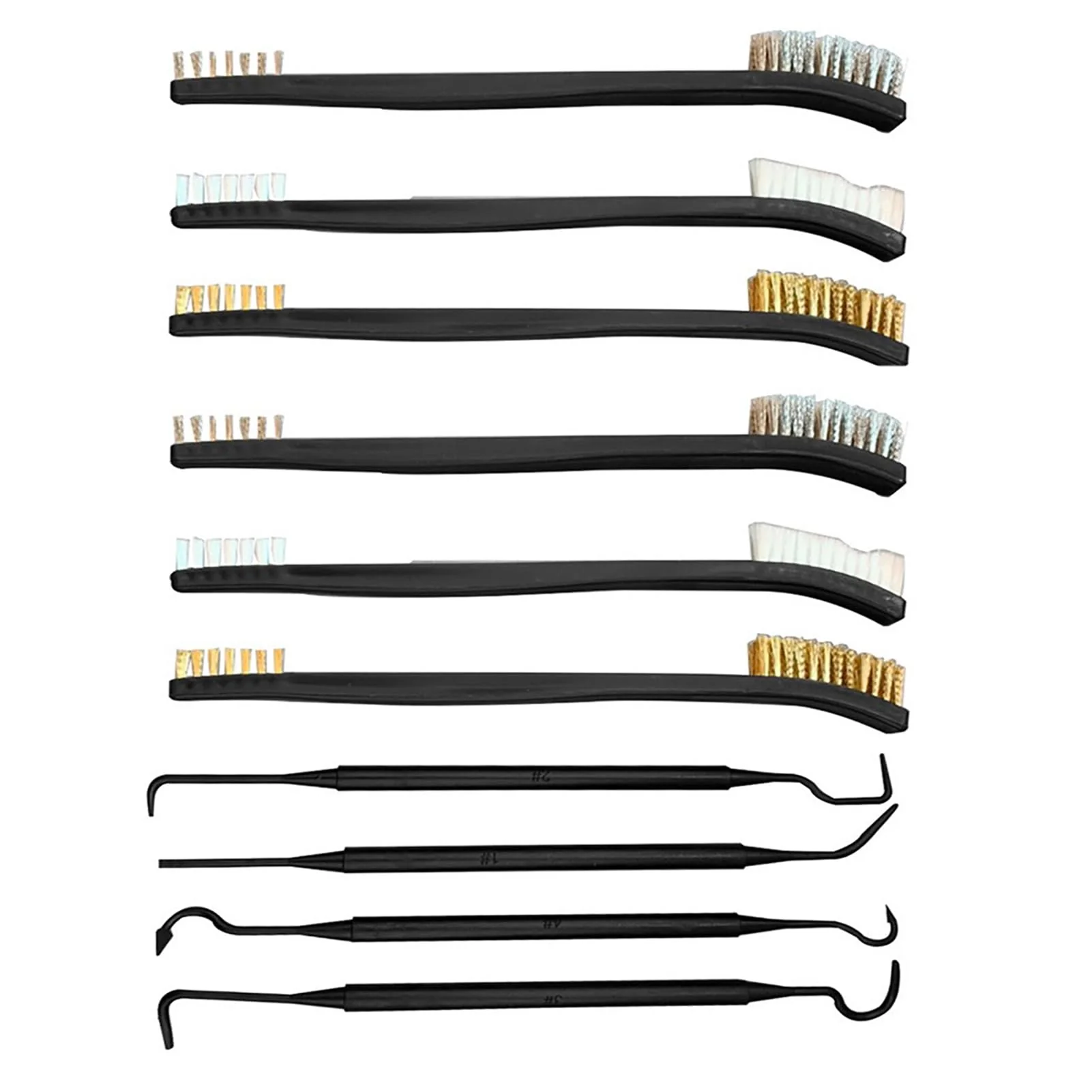 6 Pieces Metal Brush with Double Ended + 4 Pieces Cleaning Tips, Mini Metal Brushes for Cleaning Slag and Roller