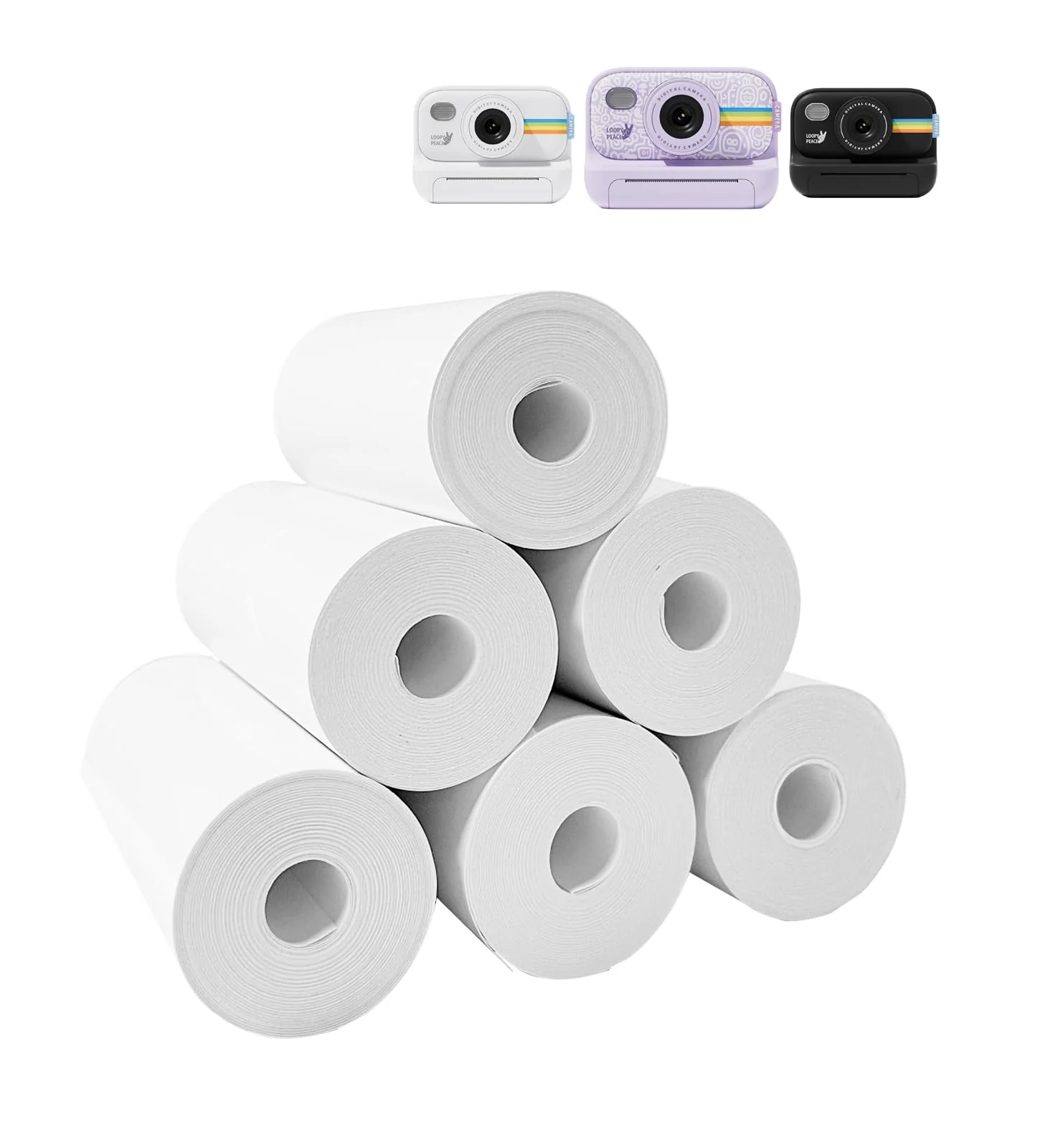 6 Roll Printer Paper for Kids Instant Print Camera, HD Printing Thermal Print Paper Set, Refill Replace Camera Printer Paper-White
