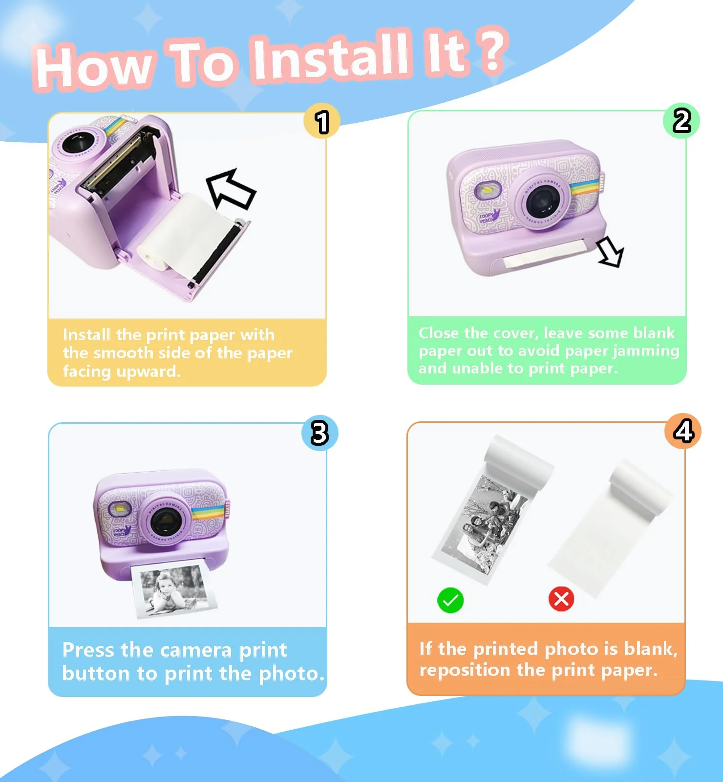 6 Roll Printer Paper for Kids Instant Print Camera, HD Printing Thermal Print Paper Set, Refill Replace Camera Printer Paper-White - Image 5