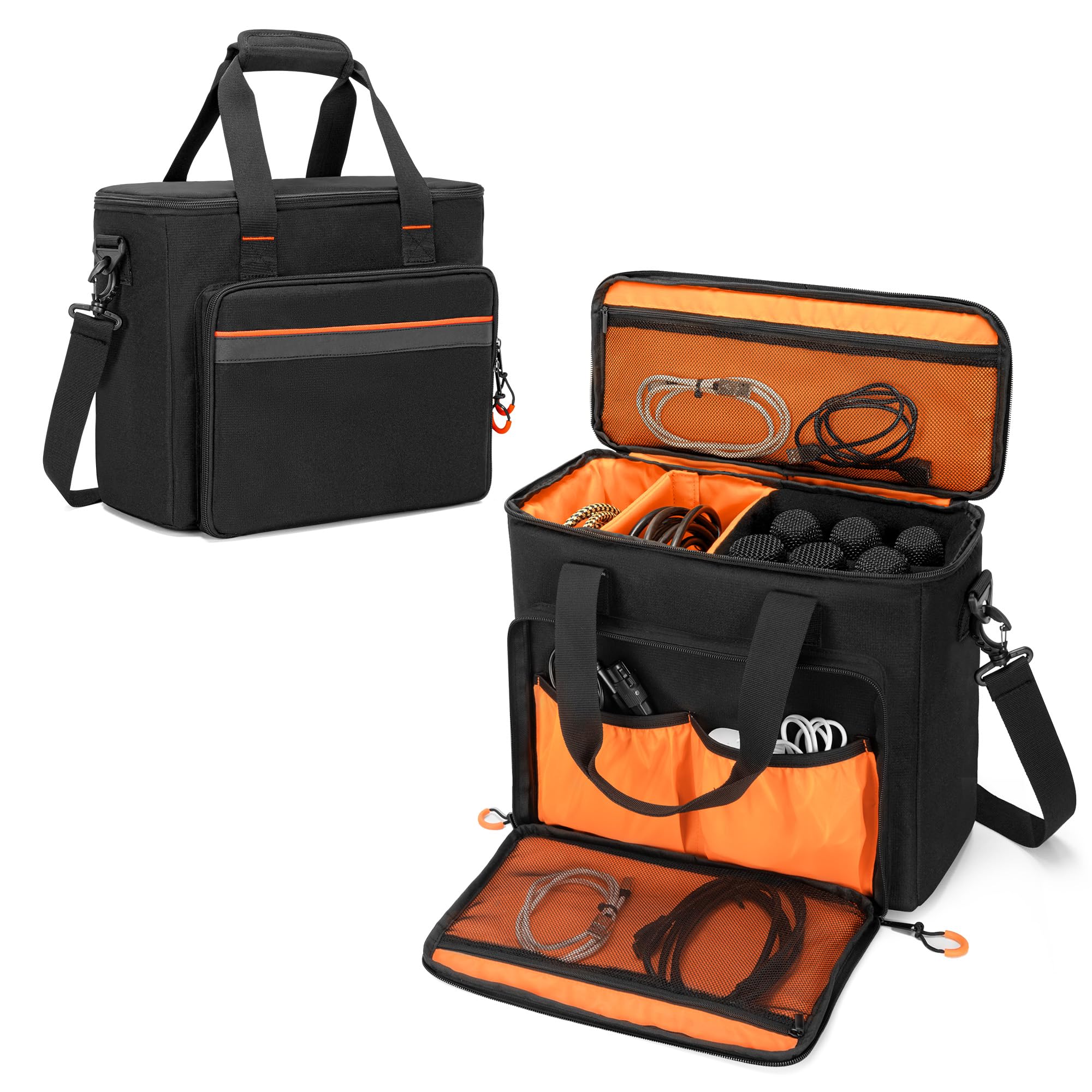 6 Slots Wireless Microphone Carrying Case, Mic Storage Bag with Thick Padding for Singing, Karaoke, Party (Patent Design)