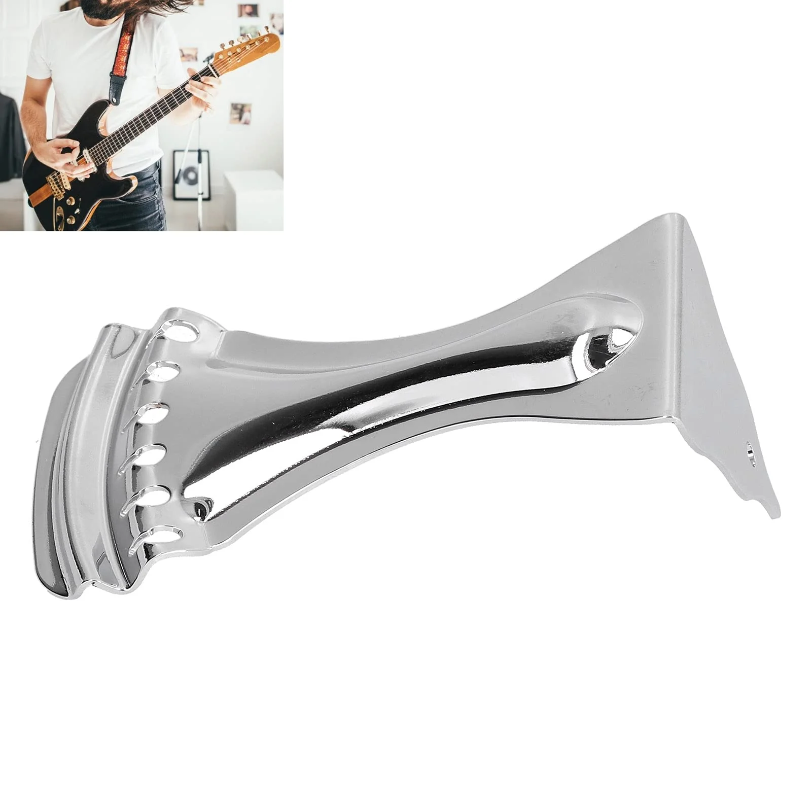 6 String Guitar Tailpiece, Silver Color Plated Good Sustain Tailpieces Replacement for Stringed Instrument Repair, Resonator Tailpiece Trapeze Tailpiece Guitar - Image 3