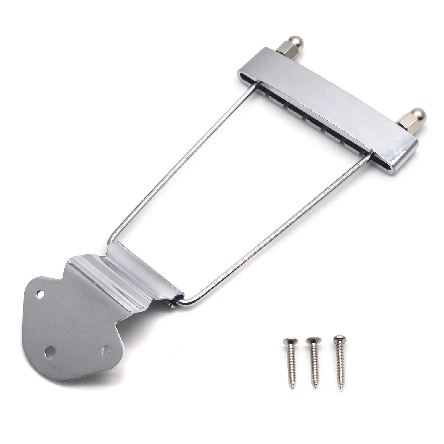 6-String Trapeze Tailpiece Bridge Metal Replacement Accessories for LP Jazz Archtop Guitar with Screws (Silver) Chrome