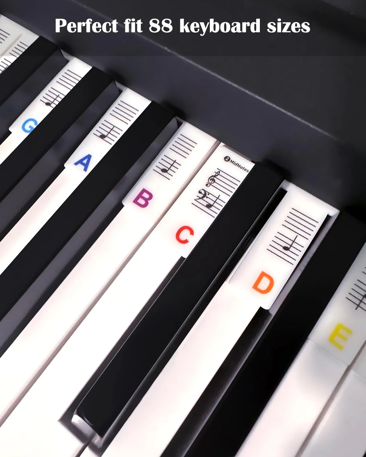 61-Key Removable Piano Keyboard Note Labels, Colorful Silicone Key Labels for Beginners, Reusable Piano Notes Guide with Box, Easy to Read, No Stickers Required Color-61 Key - Image 2