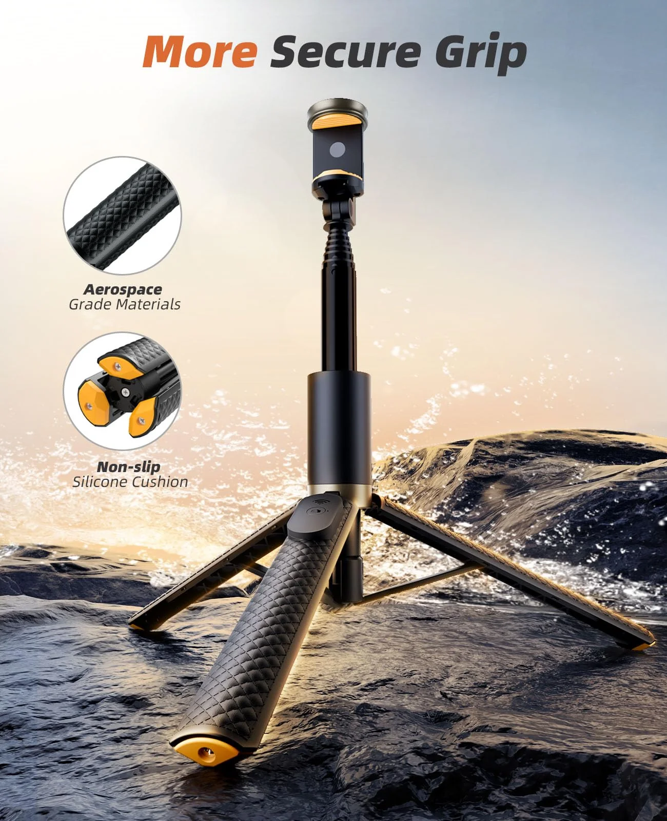 62" Phone Tripod & Selfie Stick, Tripod for iPhone with Remote, Portable, Lightweight Travel Tripod for Selfies Video Recording Vlog, Extendable Phone Tripod Stand Compatible with iPhone Android Black - Image 4