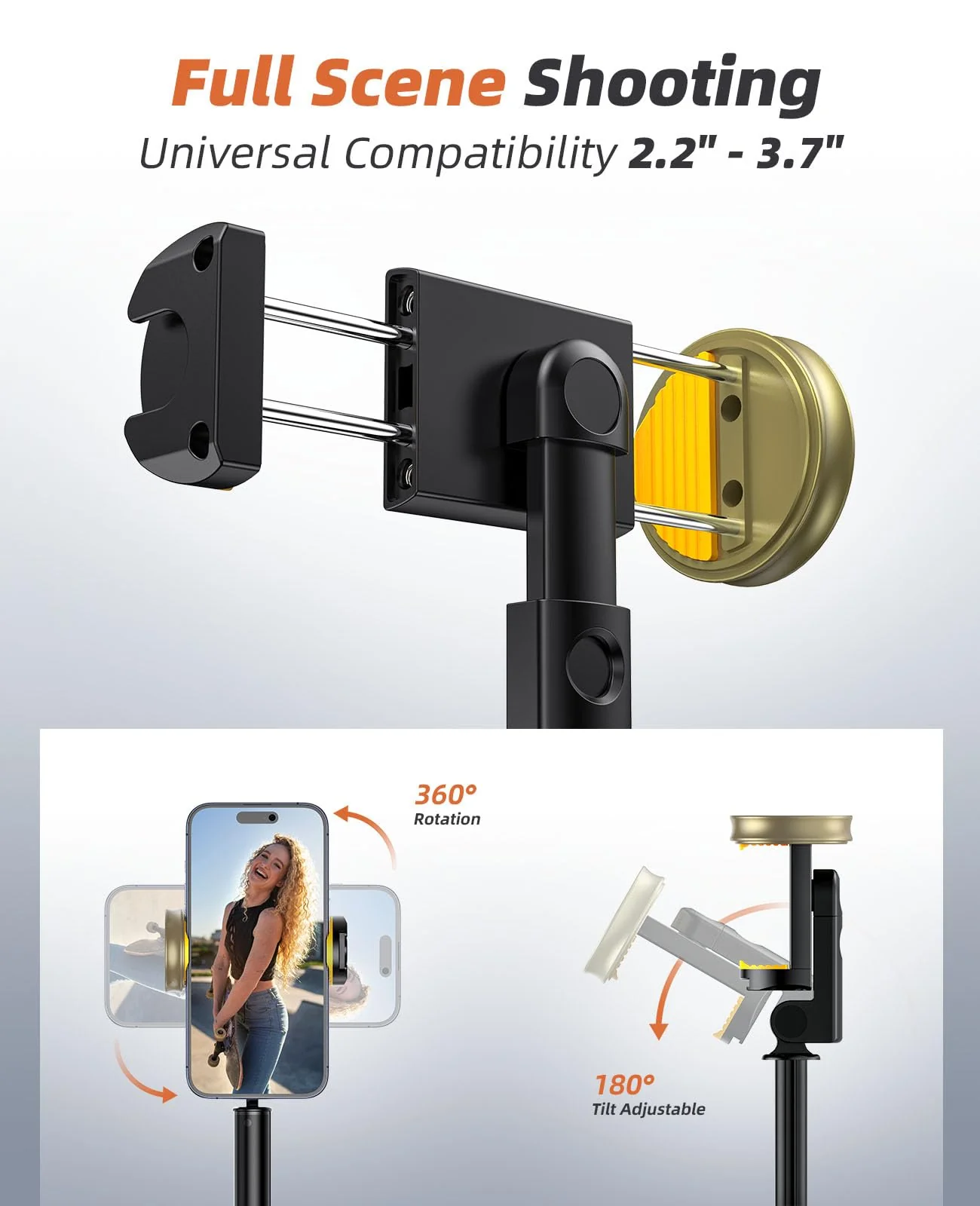 62" Phone Tripod & Selfie Stick, Tripod for iPhone with Remote, Portable, Lightweight Travel Tripod for Selfies Video Recording Vlog, Extendable Phone Tripod Stand Compatible with iPhone Android Black - Image 5
