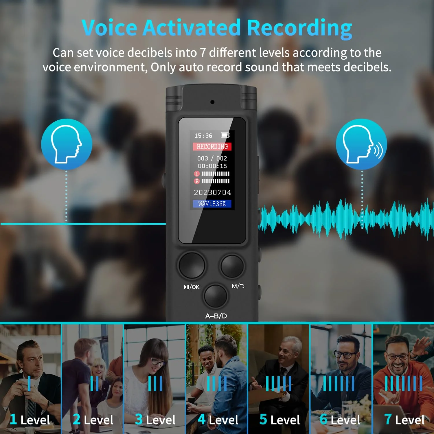 64GB Digital Voice Recorder Voice Activated Recorder for Lectures Meetings, Audio Recorder with Playback, Password, Variable Speed, Tape Recorder USB Charge, MP3 - Image 3