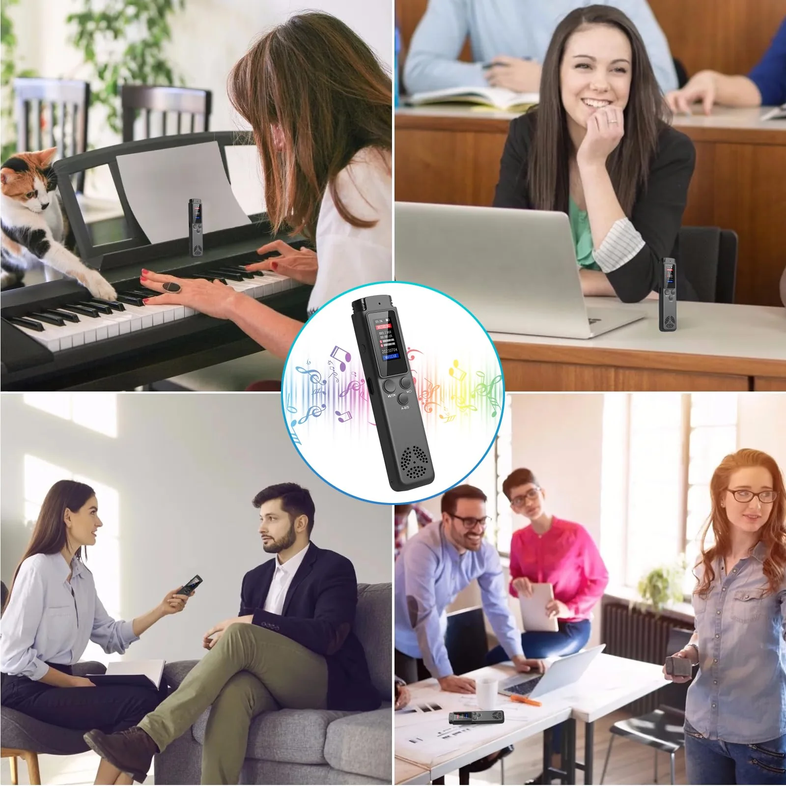 64GB Digital Voice Recorder Voice Activated Recorder for Lectures Meetings, Audio Recorder with Playback, Password, Variable Speed, Tape Recorder USB Charge, MP3 - Image 7