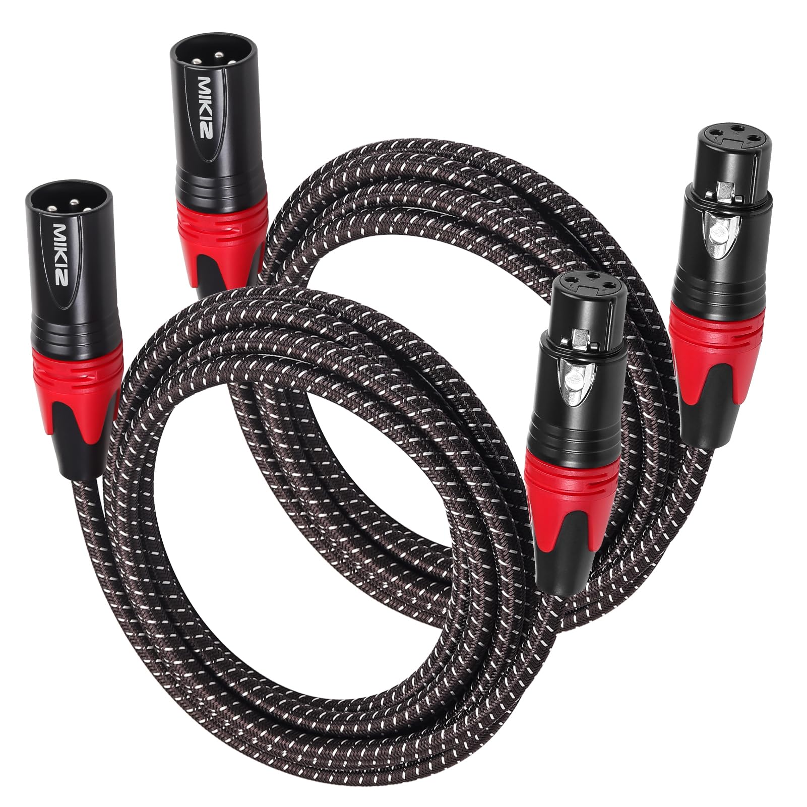 6ft XLR Cables Braided 2 Pack Red Color Coded, Premium XLR Patch Cables Short for Microphone DJ Anti-tangling 2-Pack 6ft (Red) 2-Pack XLR Male to Female