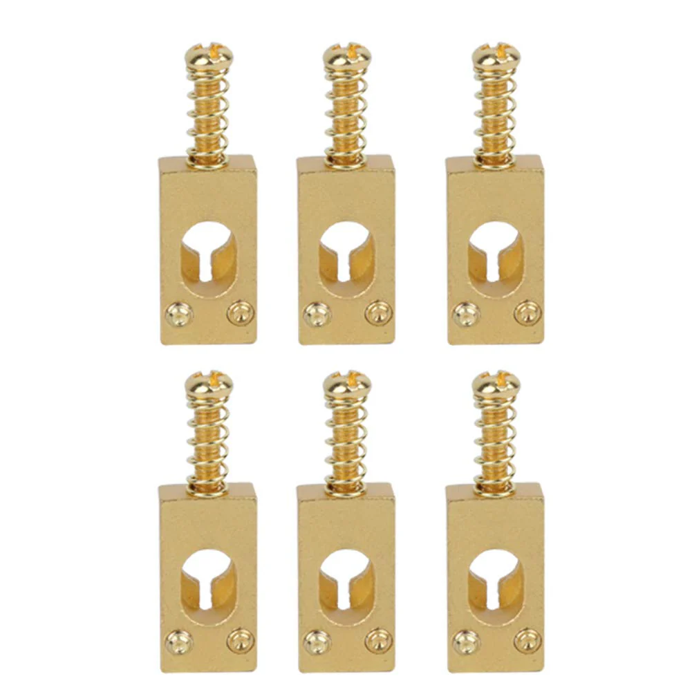 6PCS Guitar Bridge Roller Saddles Brass String Saddles Replacement for Electric Guitar Accessories (Gold) Gold