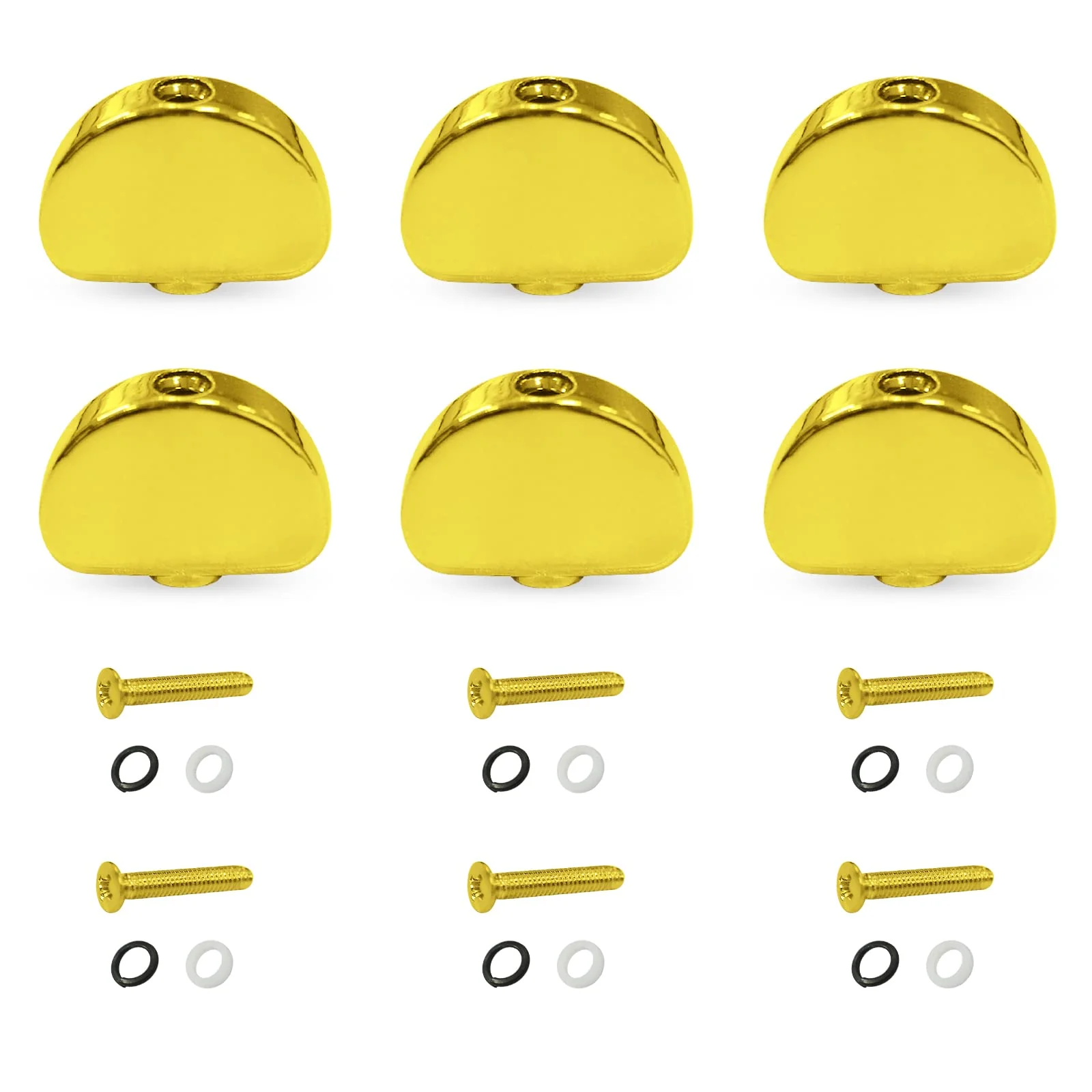 6PCS Metal Big Semicircle Guitar Tuning Pegs Tuners Machine Heads replacement Buttons knobs Handle (Gold) Gold