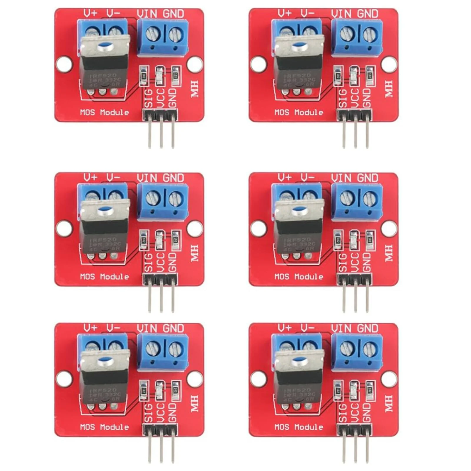 6pcs MOSFET Driver Module 3.3V / 5V MOSFET Driver Modules PWM Driver Boards LED Output 0-24V Button Drive