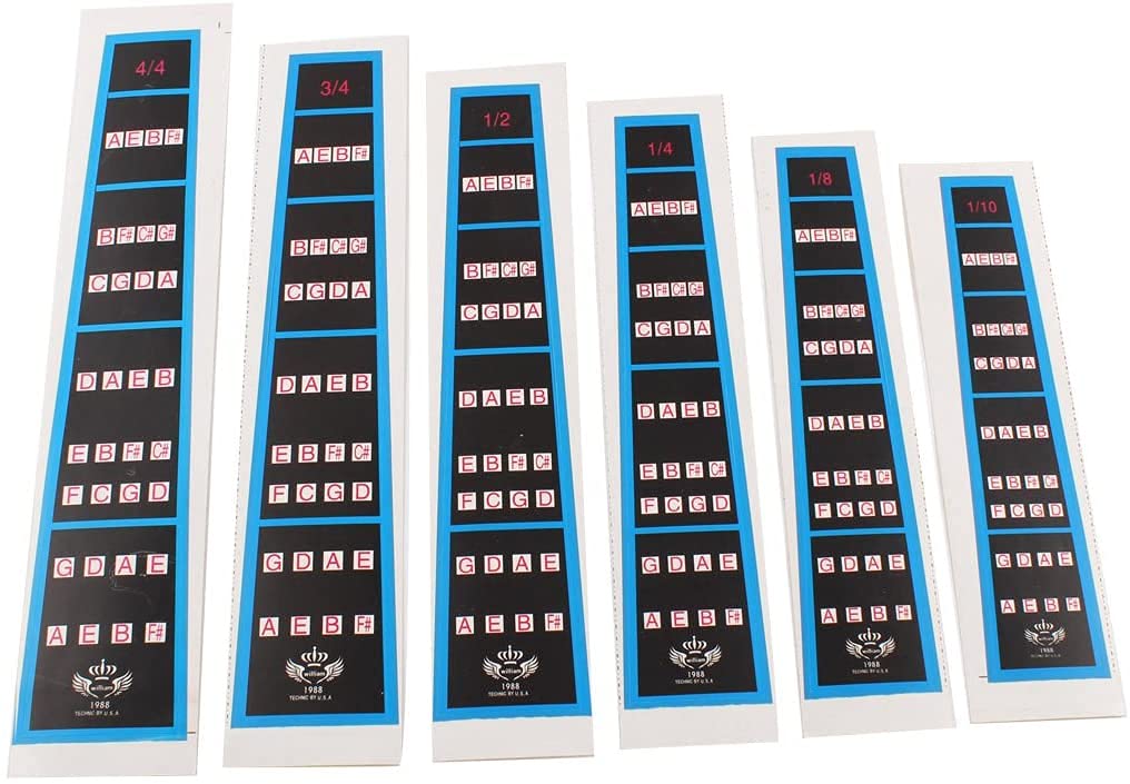 6Pcs Violin Finger Guide Fingerboard Sticker Fretboard Marker Label Finger Chart for Size 4/4, 3/4, 1/2, 1/4, 1/8, 1/10 Violin
