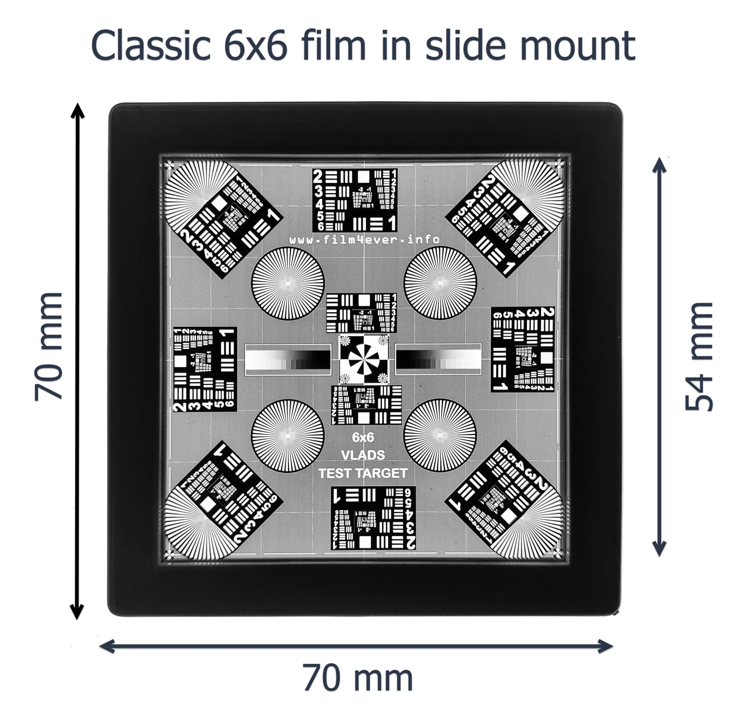 6x6 Slide by Vlads Test Target in 70x70 mm Mount for Camera Scanning Tune-up. Digitize Your Priceless Slides and Negatives with The Highest Sharpness and Fidelity. - Image 2