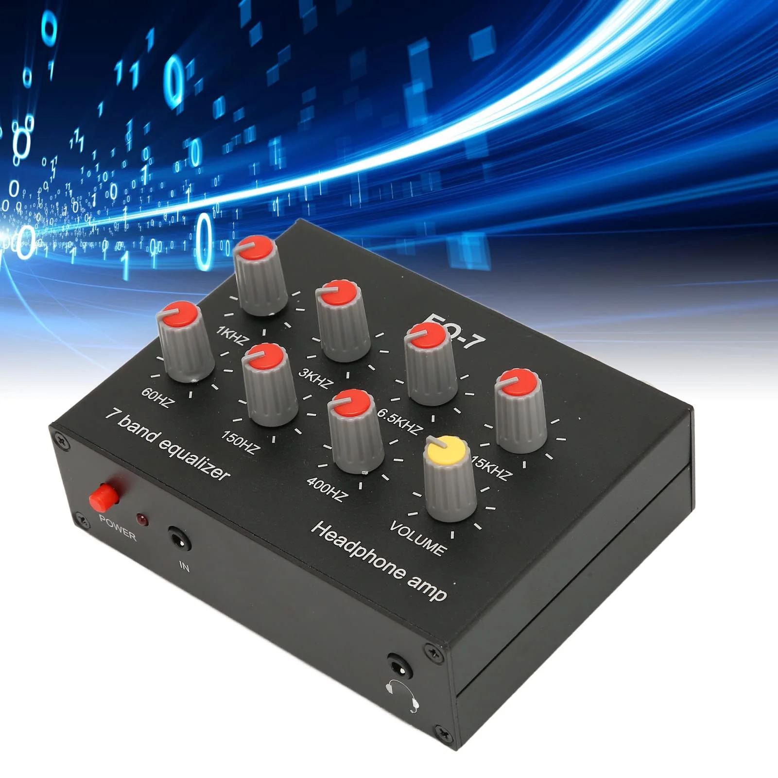 7 Band Sound Equalizer, Output Input, 12dB High Bass Adjustment, Two channel Digital Equalizer, 3.5mm Interface, for Recording, Streaming, Podcasting - Image 6