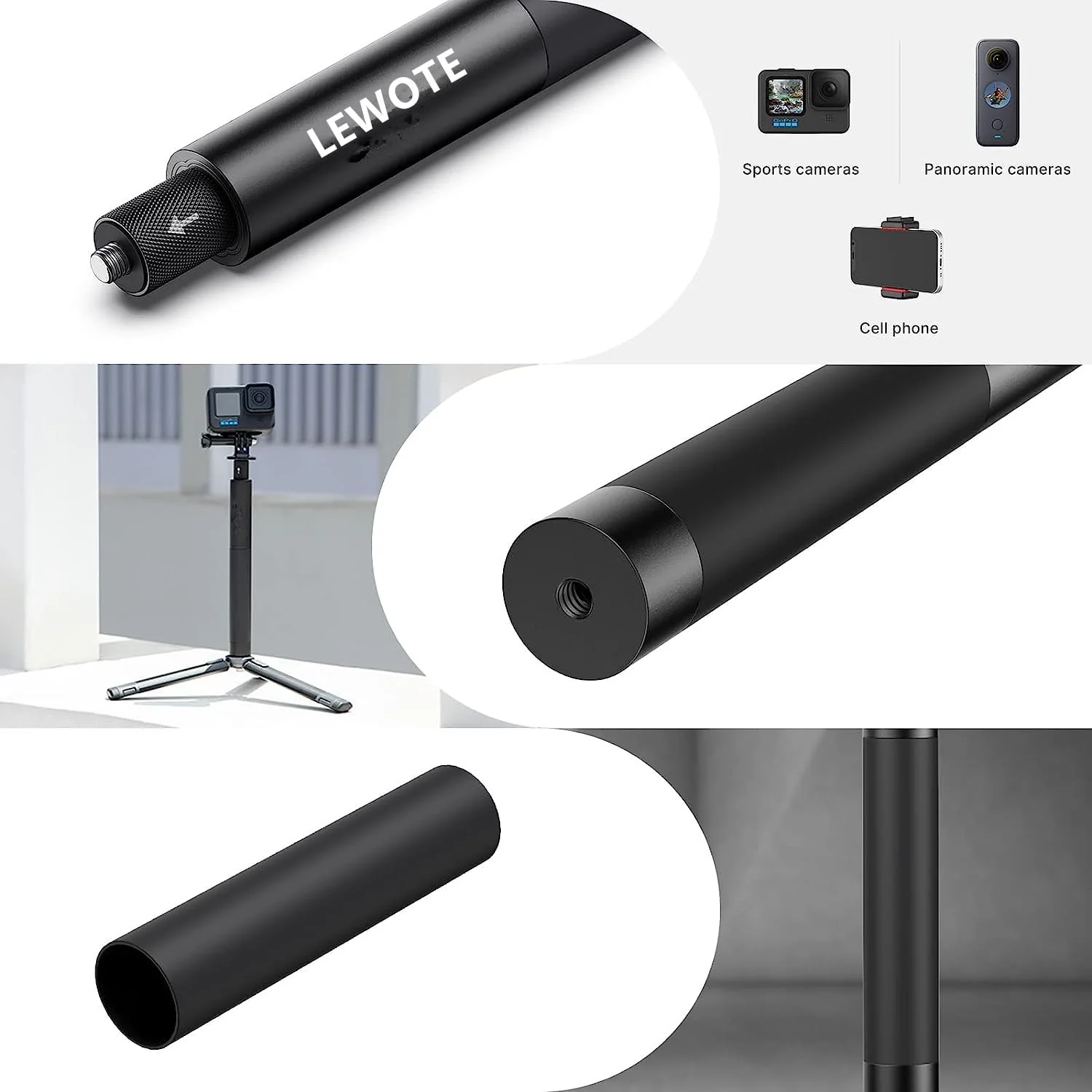 7 in1 Compatible with Insta360 X4 Accessories Kit[Silicone Len Cap][Extendable Selfie Stick][2Pcs Screen Protector Film][Carrying Case Bag with Carabiner and Anti-Loss Lock] - Image 3