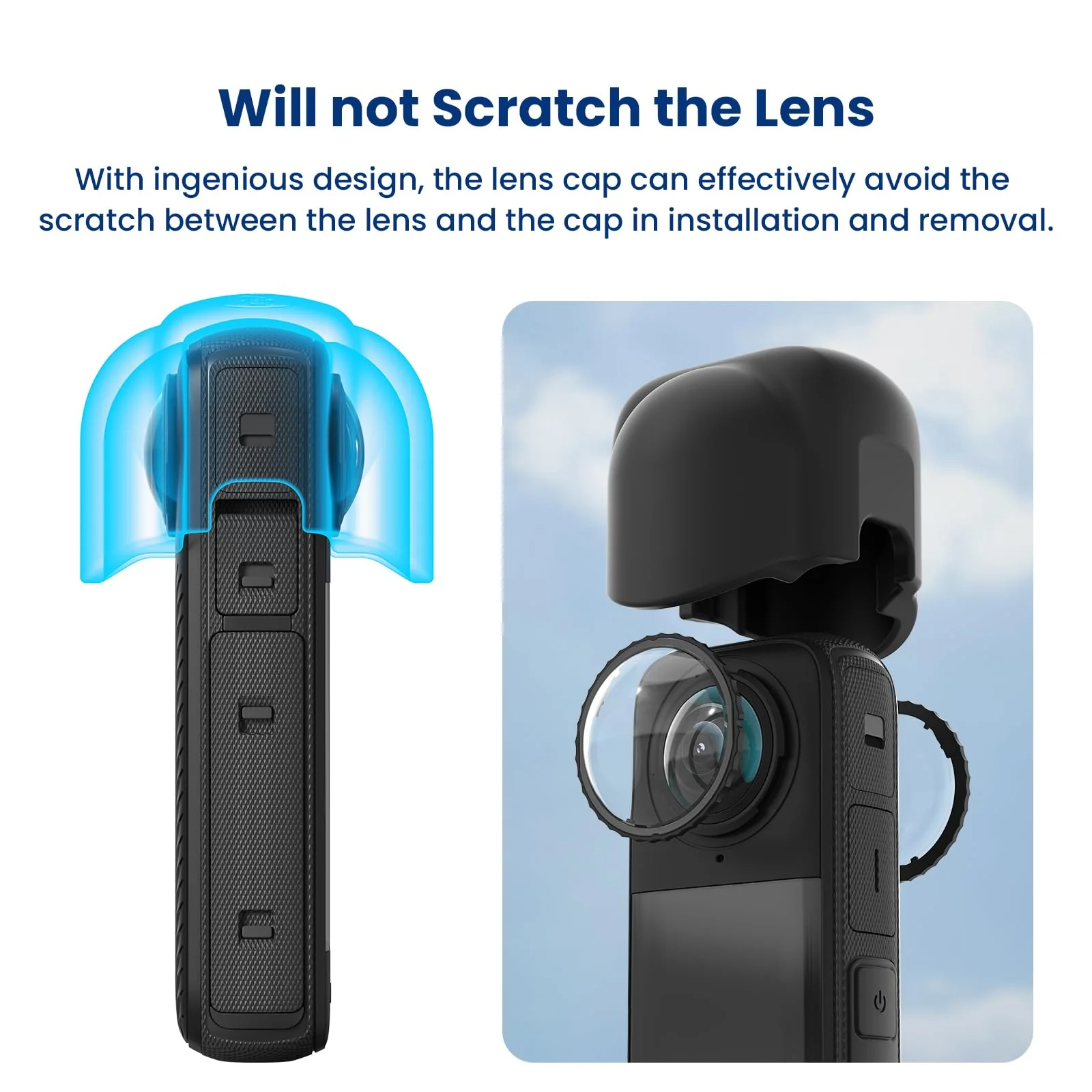 7 in1 Compatible with Insta360 X4 Accessories Kit[Silicone Len Cap][Extendable Selfie Stick][2Pcs Screen Protector Film][Carrying Case Bag with Carabiner and Anti-Loss Lock] - Image 6