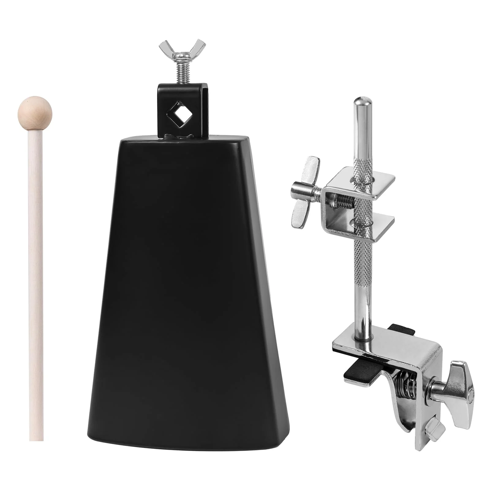 7 inch Cowbell And Cowbell Clamp For Drum Sets, Adjustable Standard Drum Cowbell Mount with Drum Stick