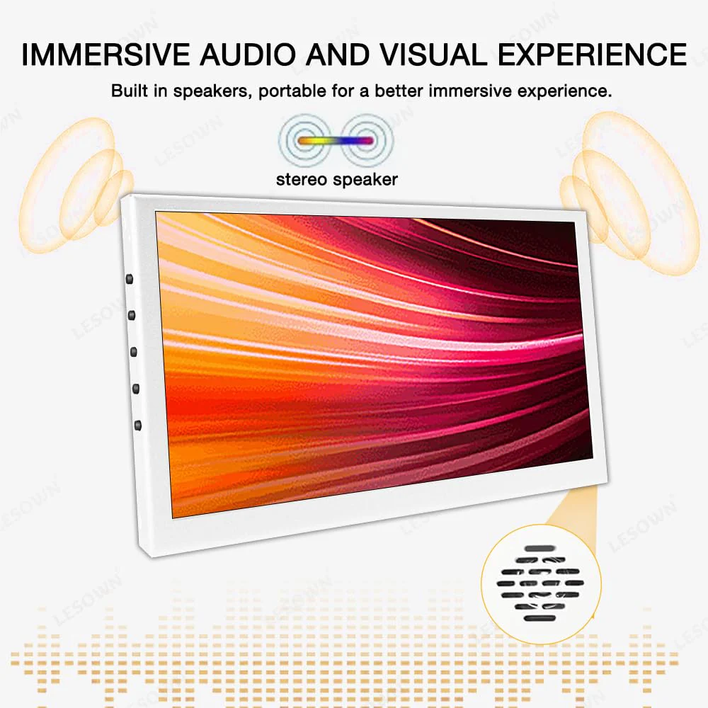 7 Inch Portable HDMI Monitor Small Mini Display Secondary Screen 1024x600 IPS LCD Screen VESA Wall Mount PC Temperature Display with Speakers for Camera CCTV Windows Raspberry Pi 4 3 (White) - Image 2