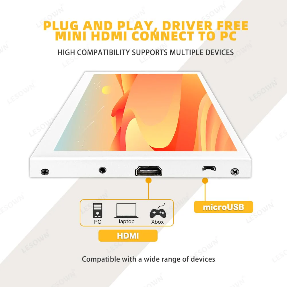7 Inch Portable HDMI Monitor Small Mini Display Secondary Screen 1024x600 IPS LCD Screen VESA Wall Mount PC Temperature Display with Speakers for Camera CCTV Windows Raspberry Pi 4 3 (White) - Image 4