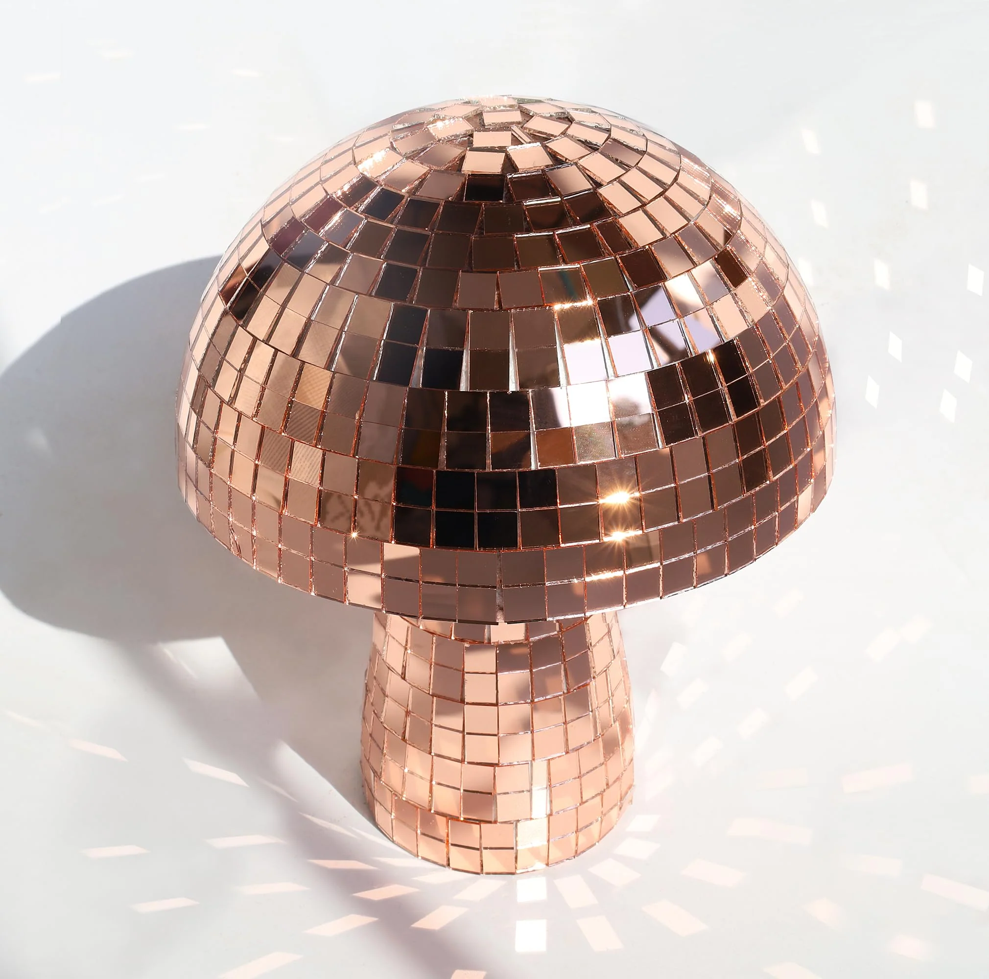 7 Inch Rose gold Mushroom Disco Ball, Mushroom Disco Ball Reflective Mirror Ball for Wedding Party Room Bar Decor 7inch