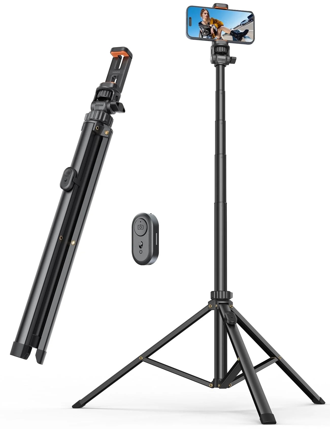 71'' Phone Tripod & Selfie Stick, Tripod for iPhone with Detachable Remote, Portable Phone Tripod Stand for Video Recording, Travel Tripod for Cell Phone, Compatible with Smartphones, DSLR
