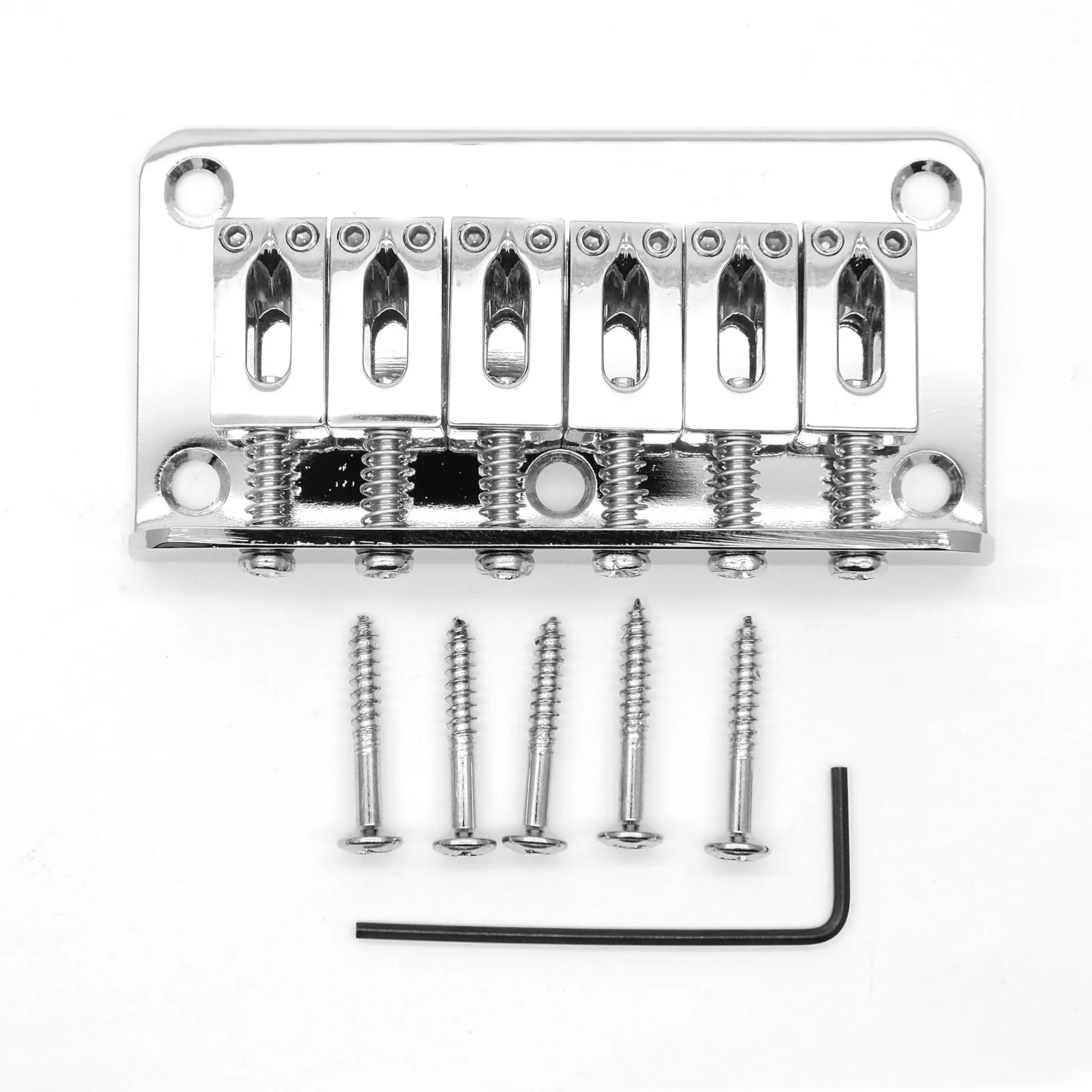 78mm Fixed Hardtail Bridge for 6 String Fender Strat Tele Electric Guitar (Chrome) Chrome
